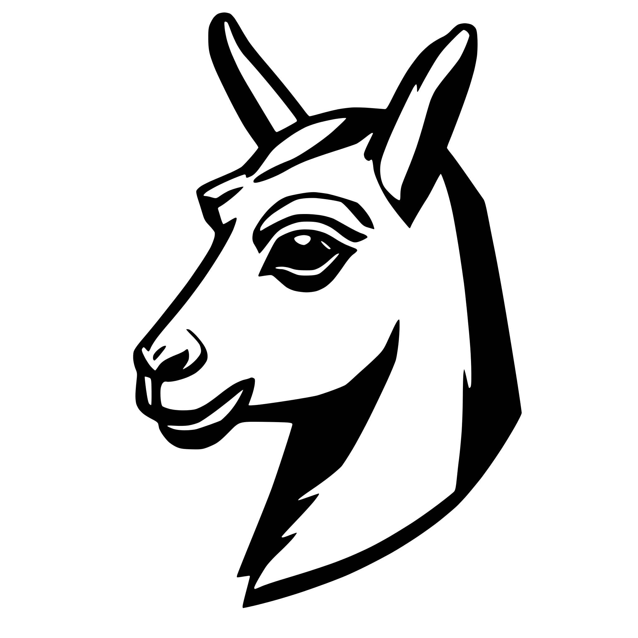 AI-generated SVG of 'low poly lama head'