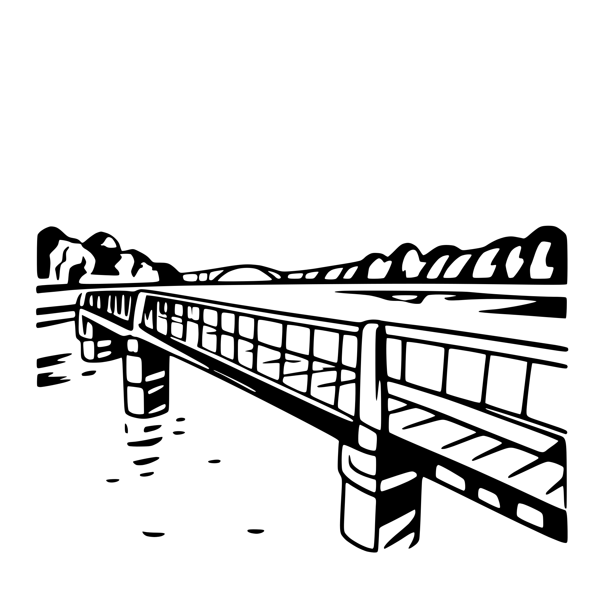 AI-generated SVG of 'bridge over calm river'