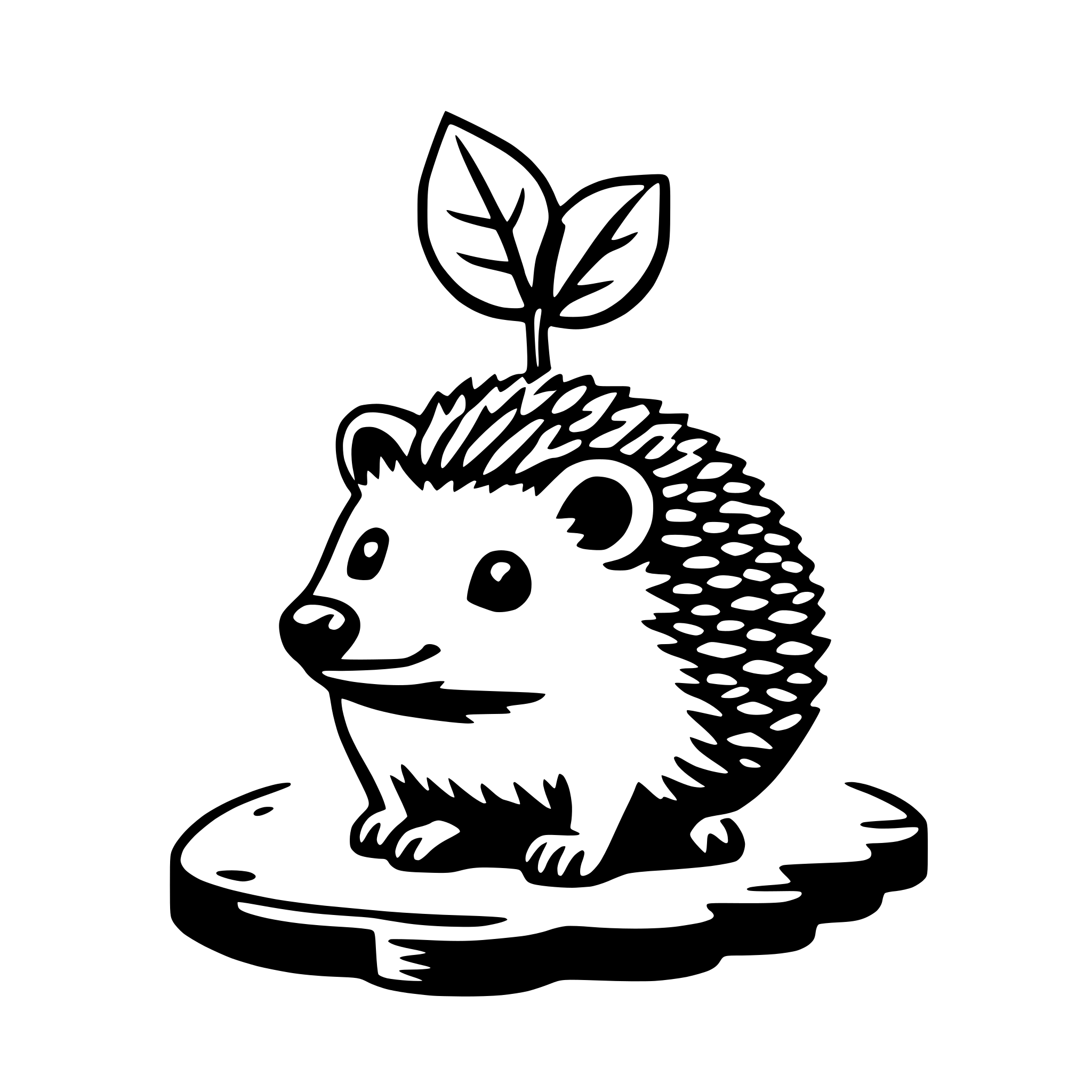 AI-generated SVG of a hedgehog with apple