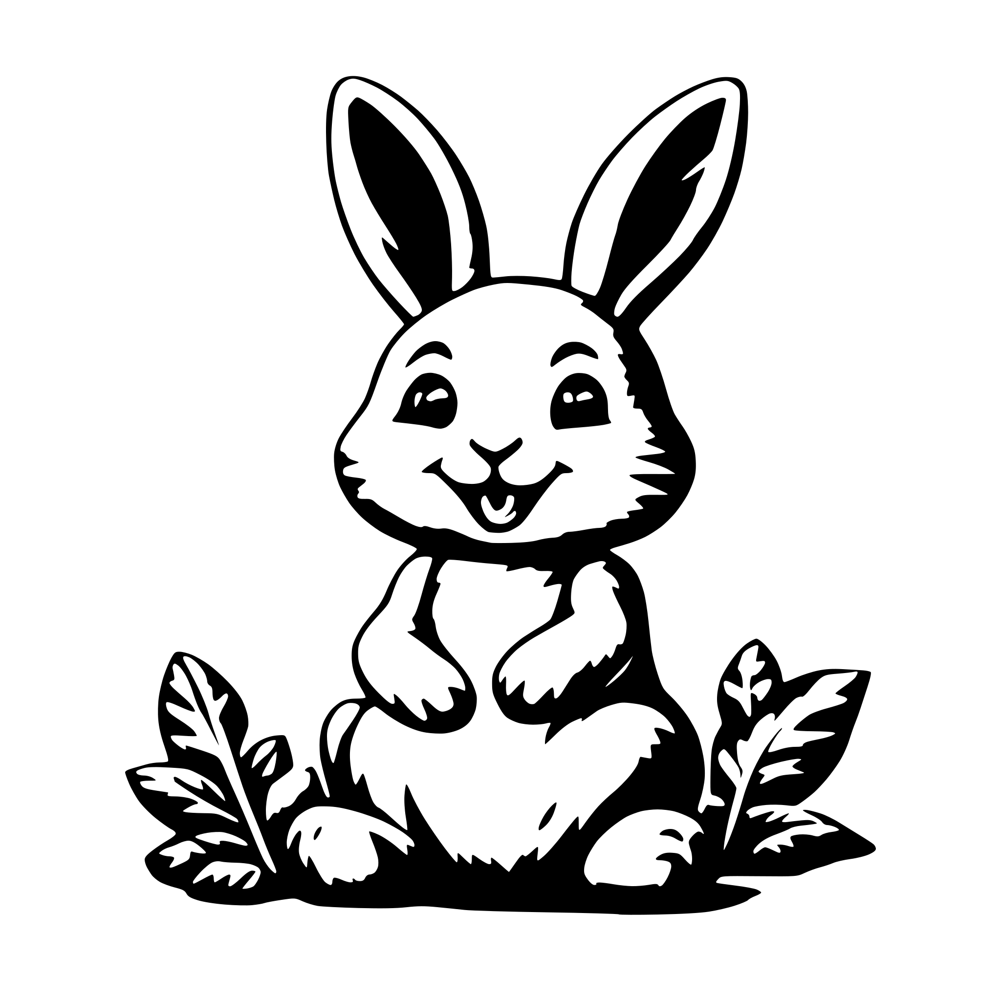 AI-generated SVG of 'Cute bunny holding a carrot sitting and smiling'
