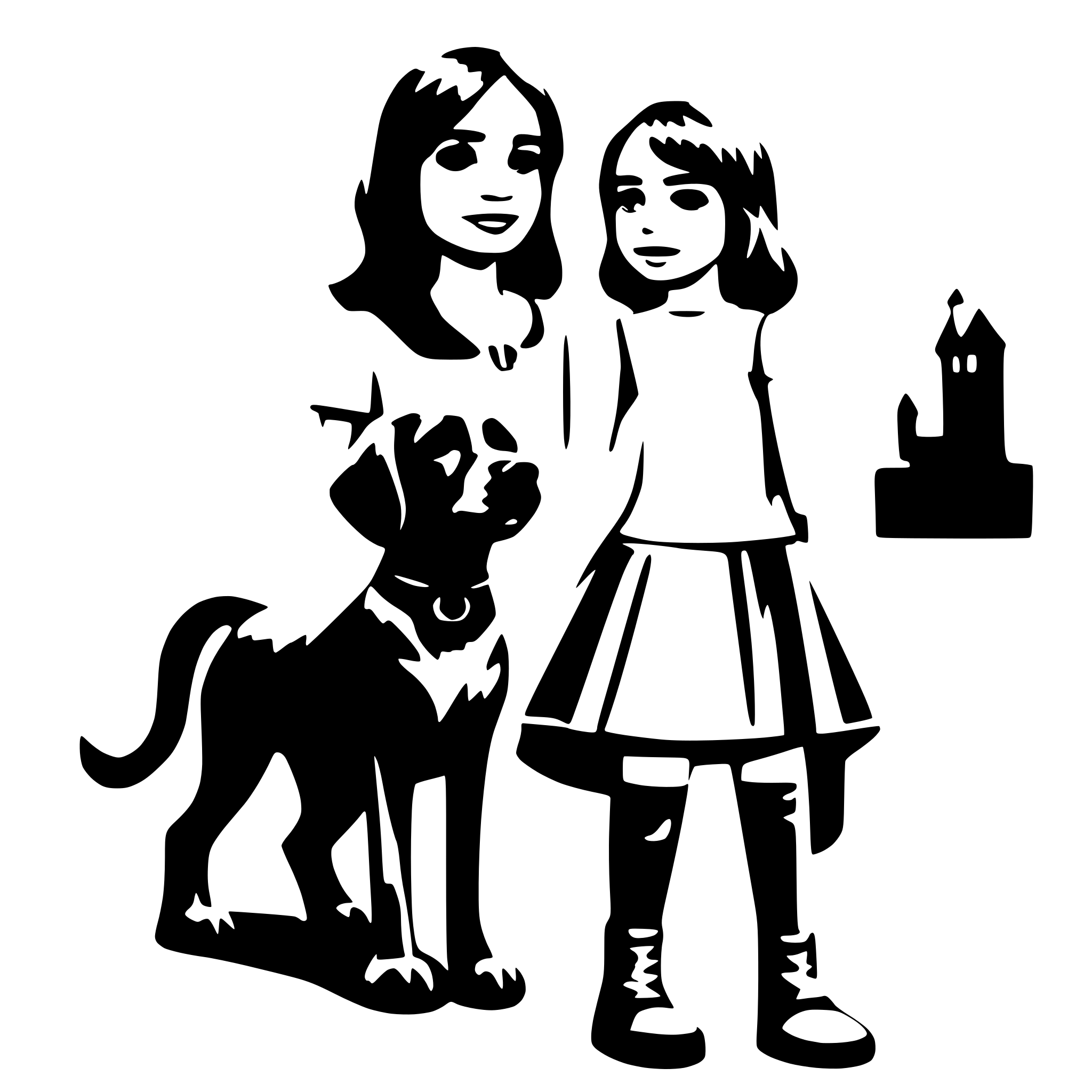 AI-generated SVG of 'girl width a dog'