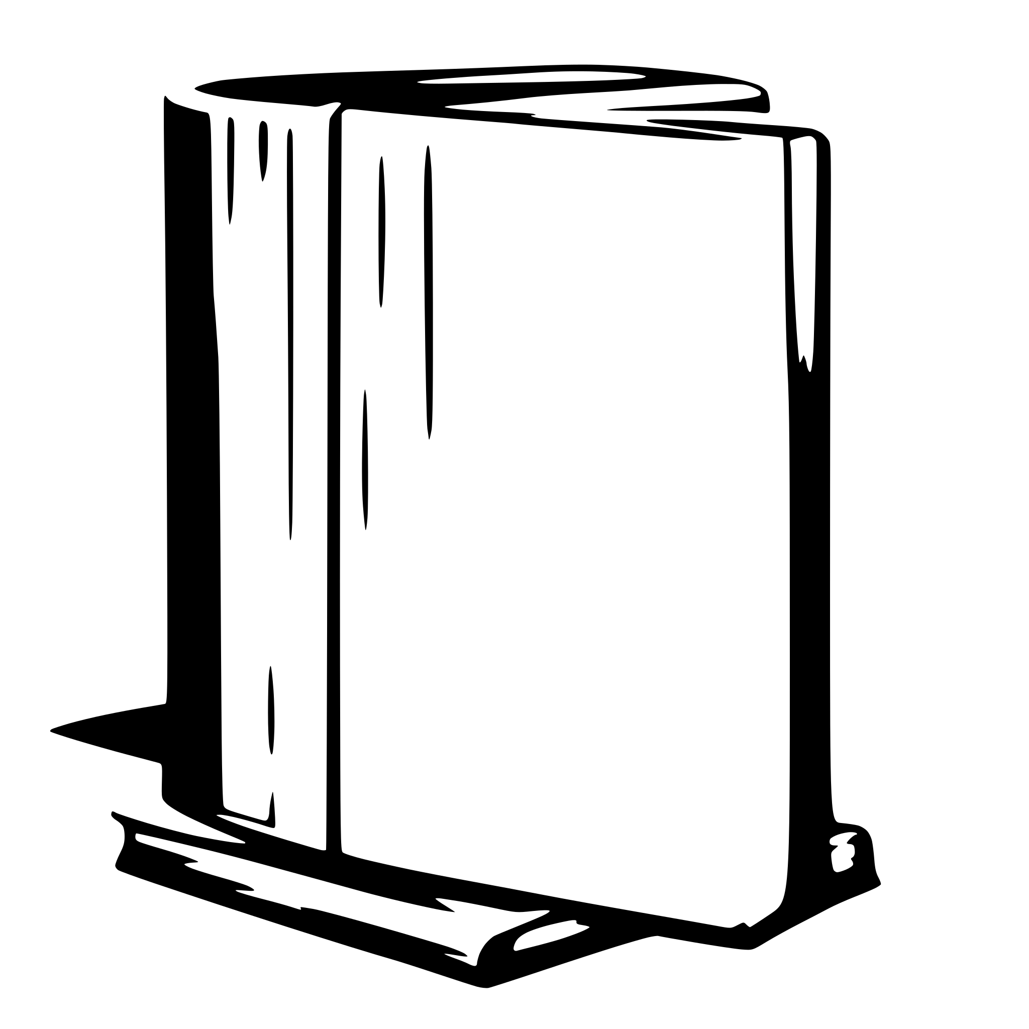 AI-generated SVG of a a thick book, standing upright,viewed from the side