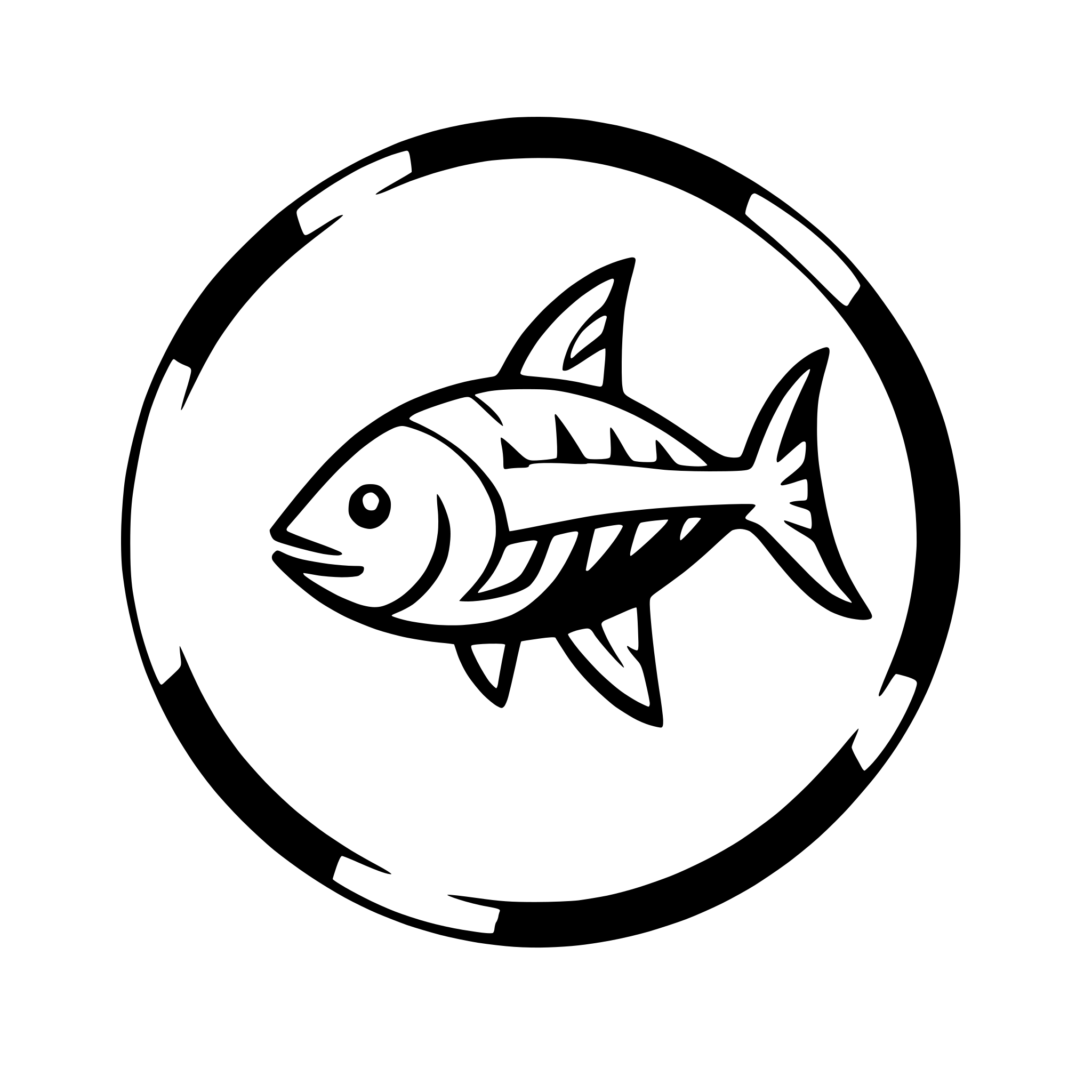 AI-generated SVG of 'geometric fish swimming forward'