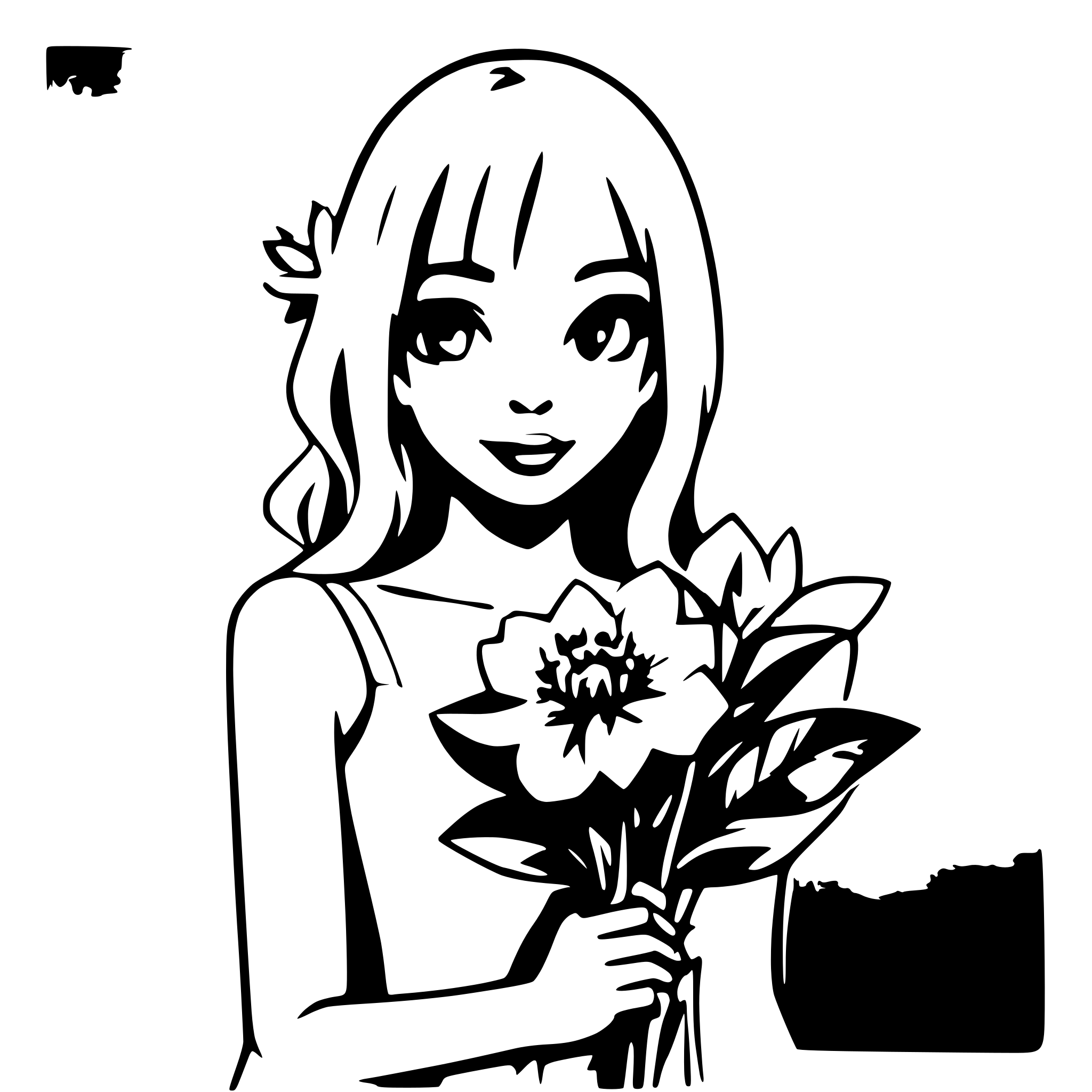 AI-generated SVG of 'girl with flower'