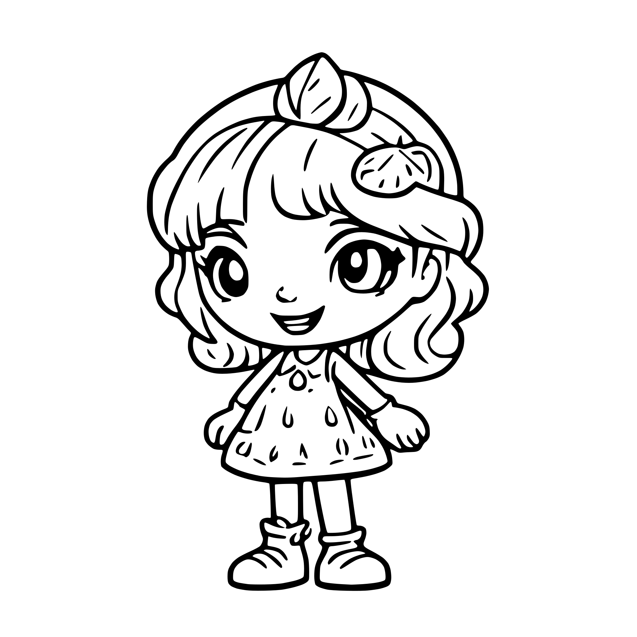 AI-generated SVG of a Strawberry Shortcake is a cartoon character coloring page