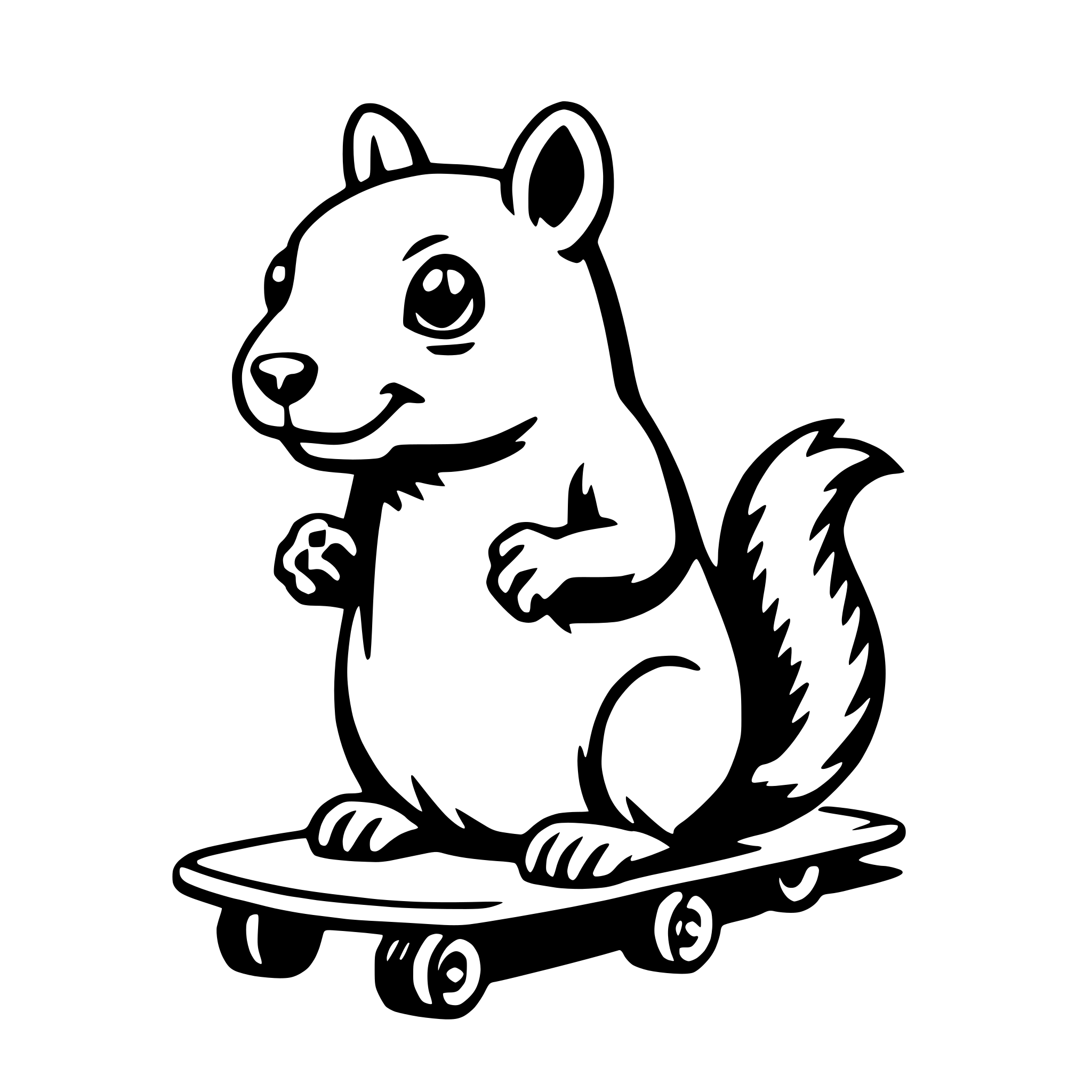 AI-generated SVG of a squirrel with skateboard