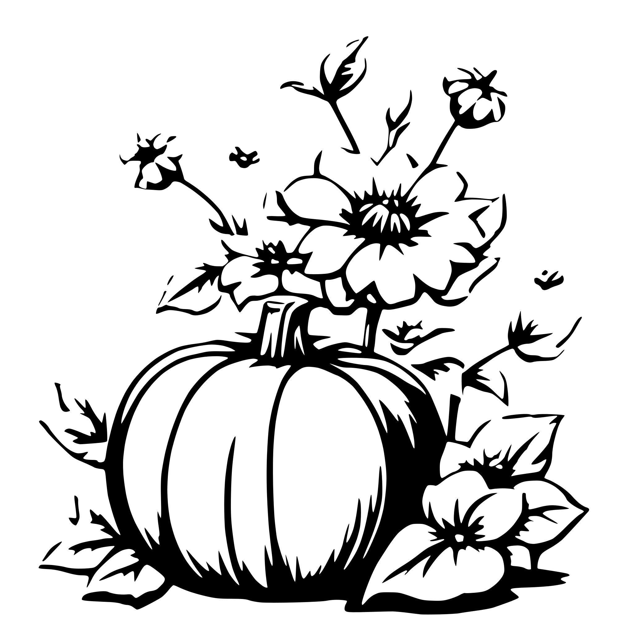 AI-generated SVG of a pumpkin with flowers