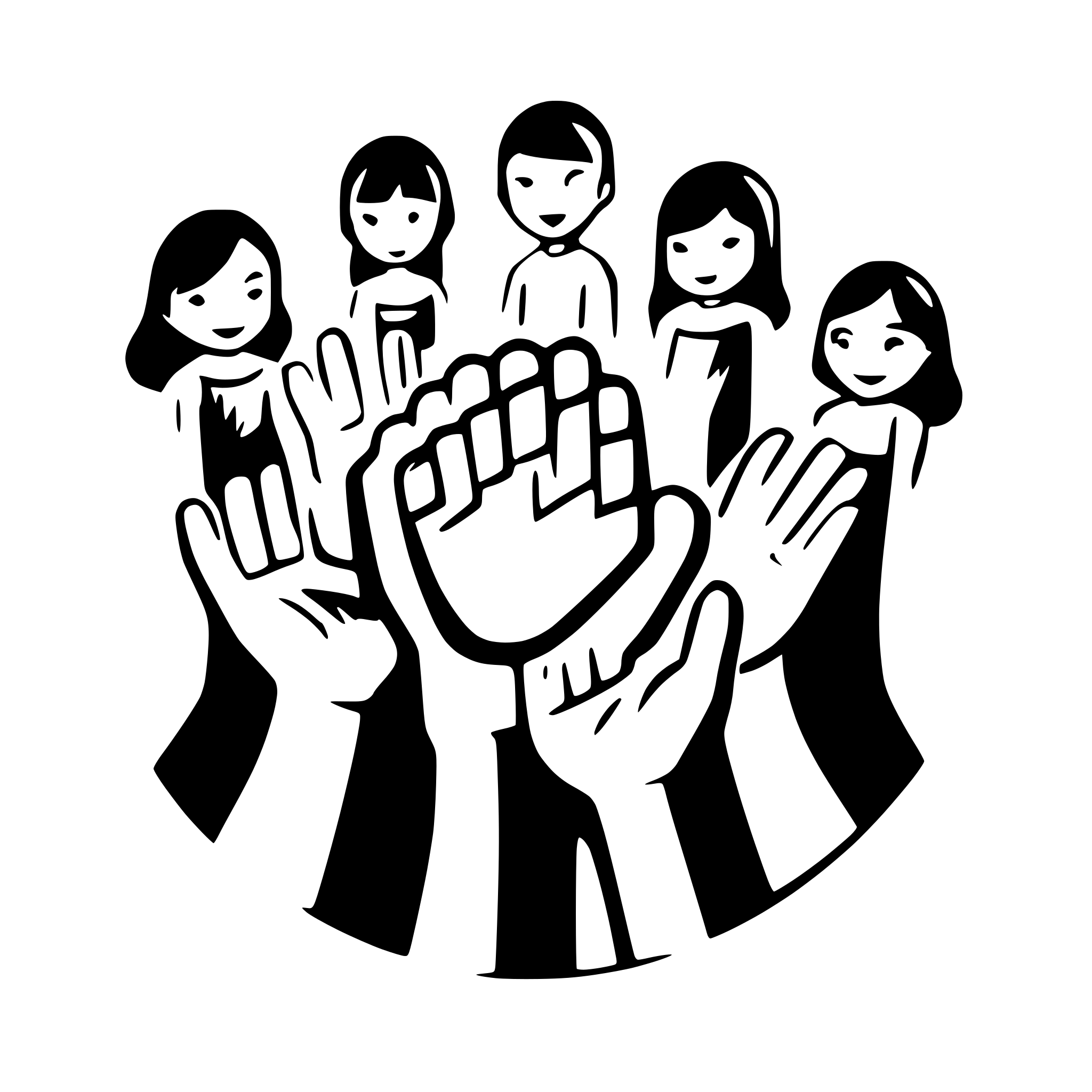 AI-generated SVG of a 12 boys and girls holdng hands