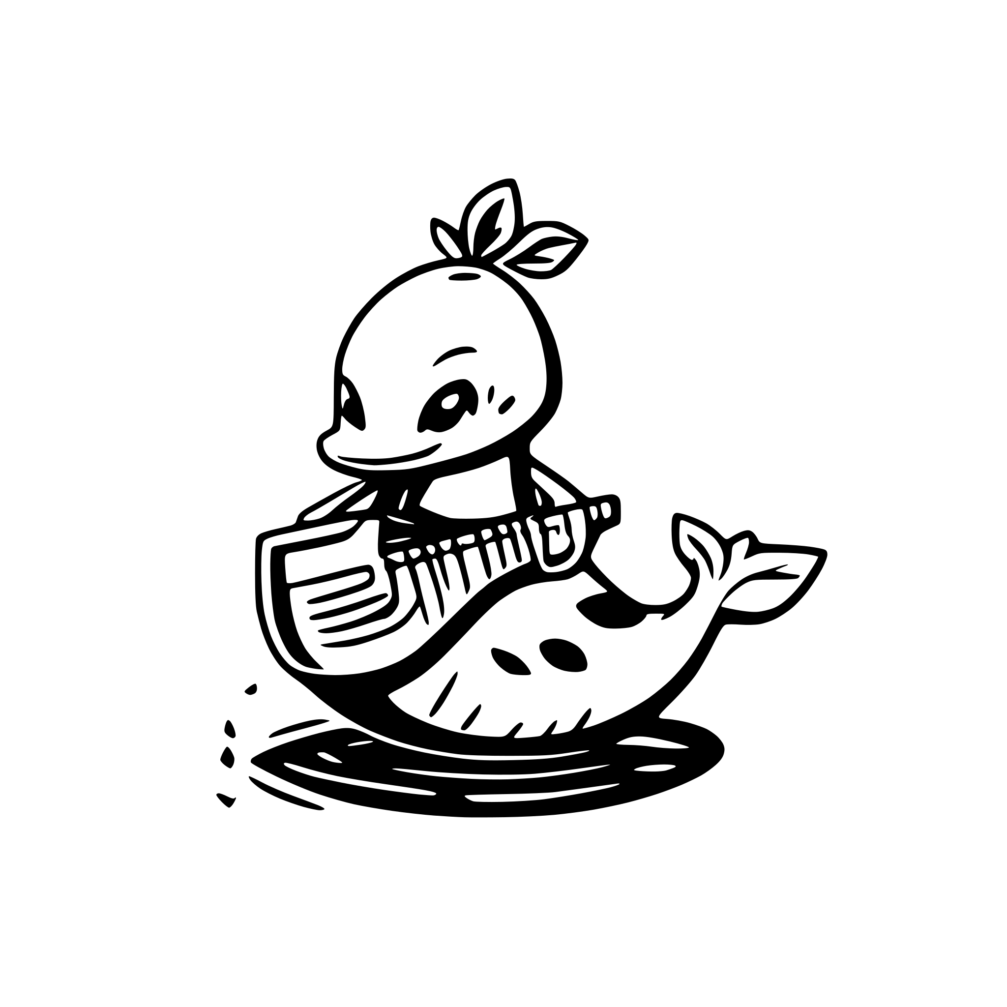 AI-generated SVG of a a cute whale playing a lute