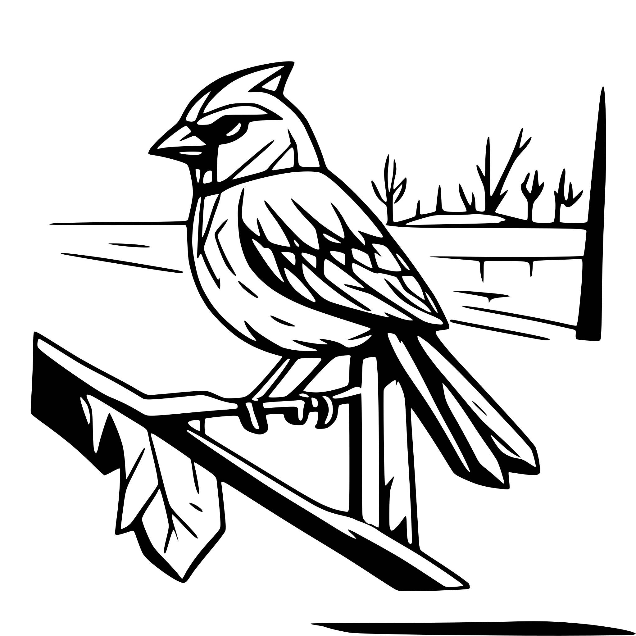 AI-generated SVG of a cardinal by a lake in winter