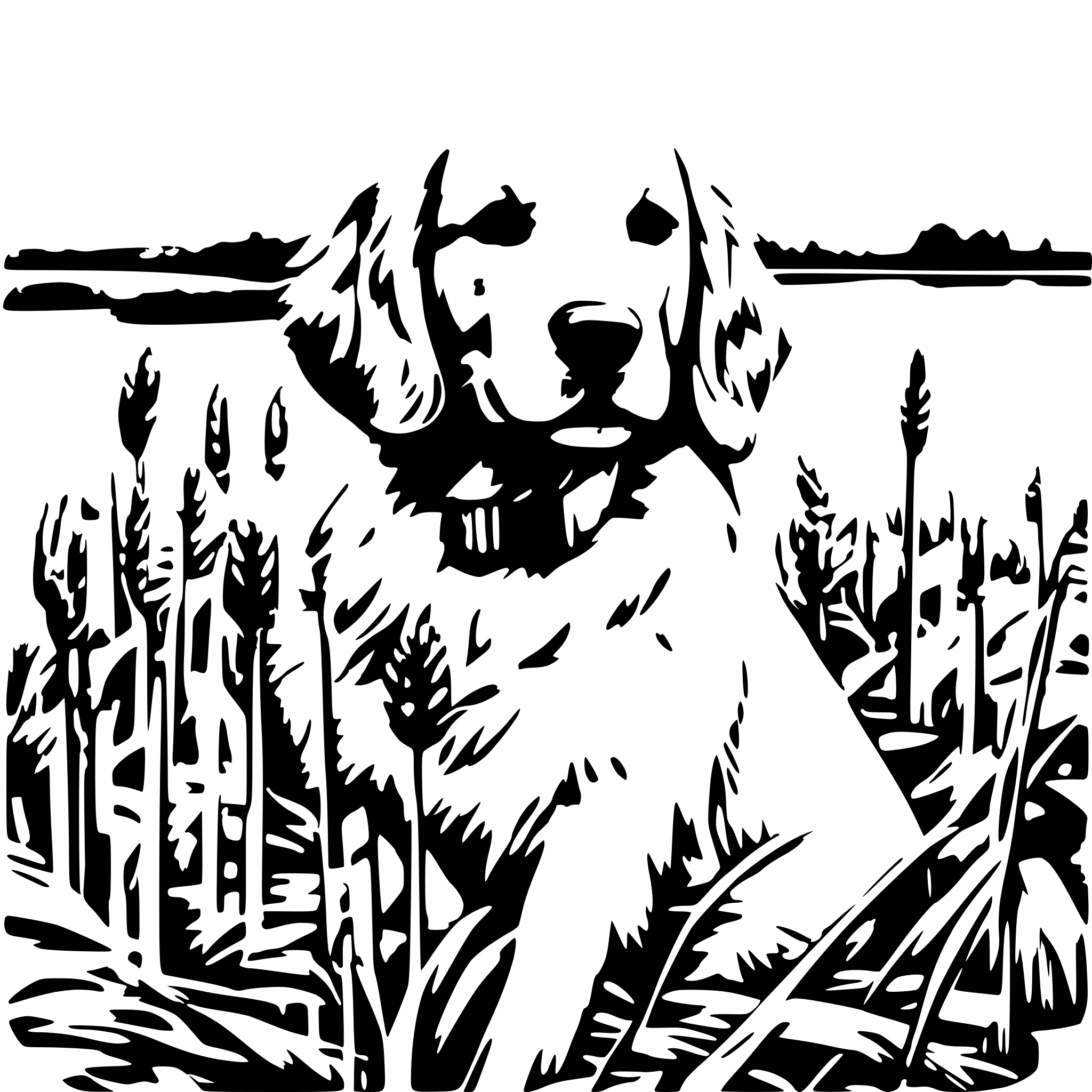 AI-generated SVG of a golden retriever in cattails