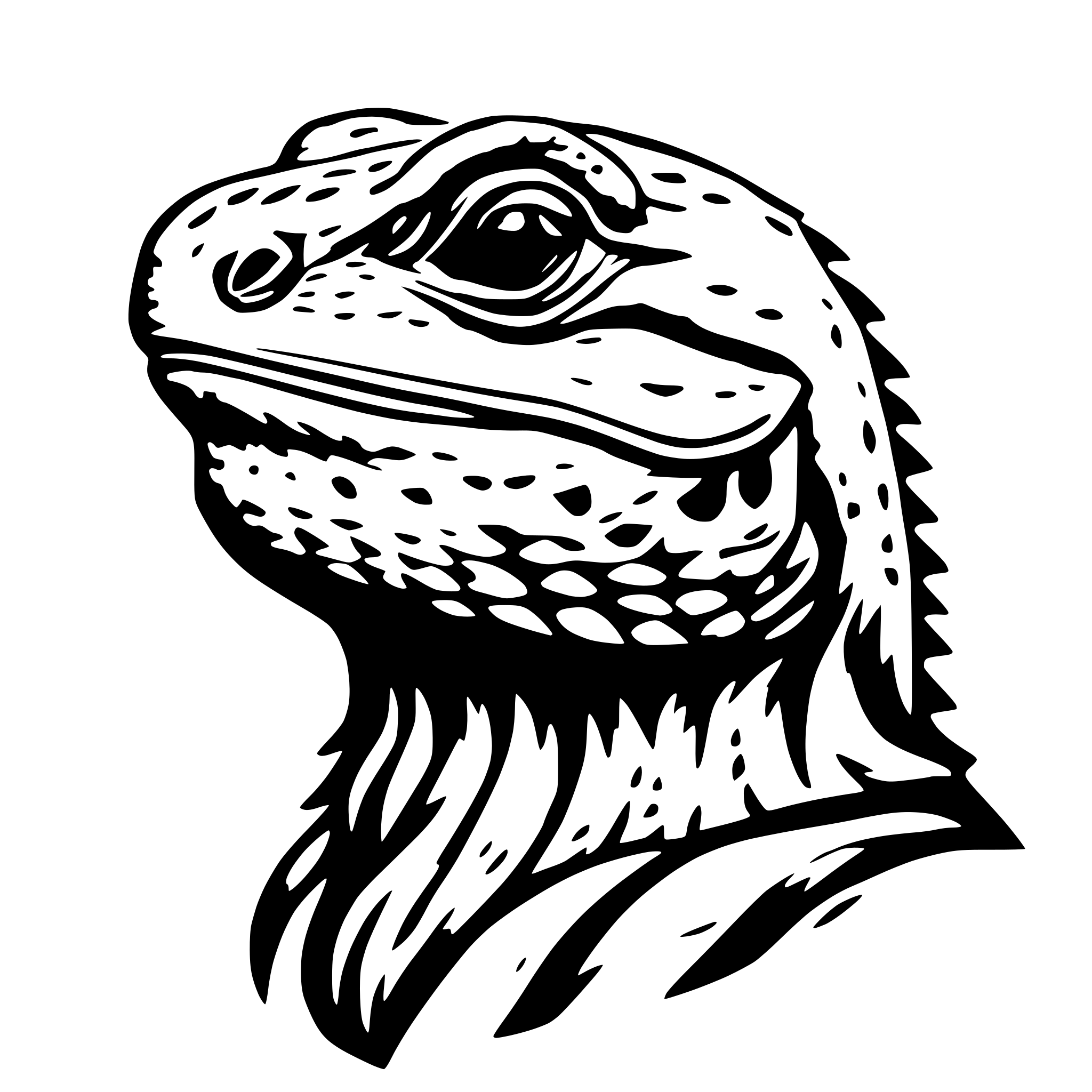 AI-generated SVG of 'Bearded dragon, head,'