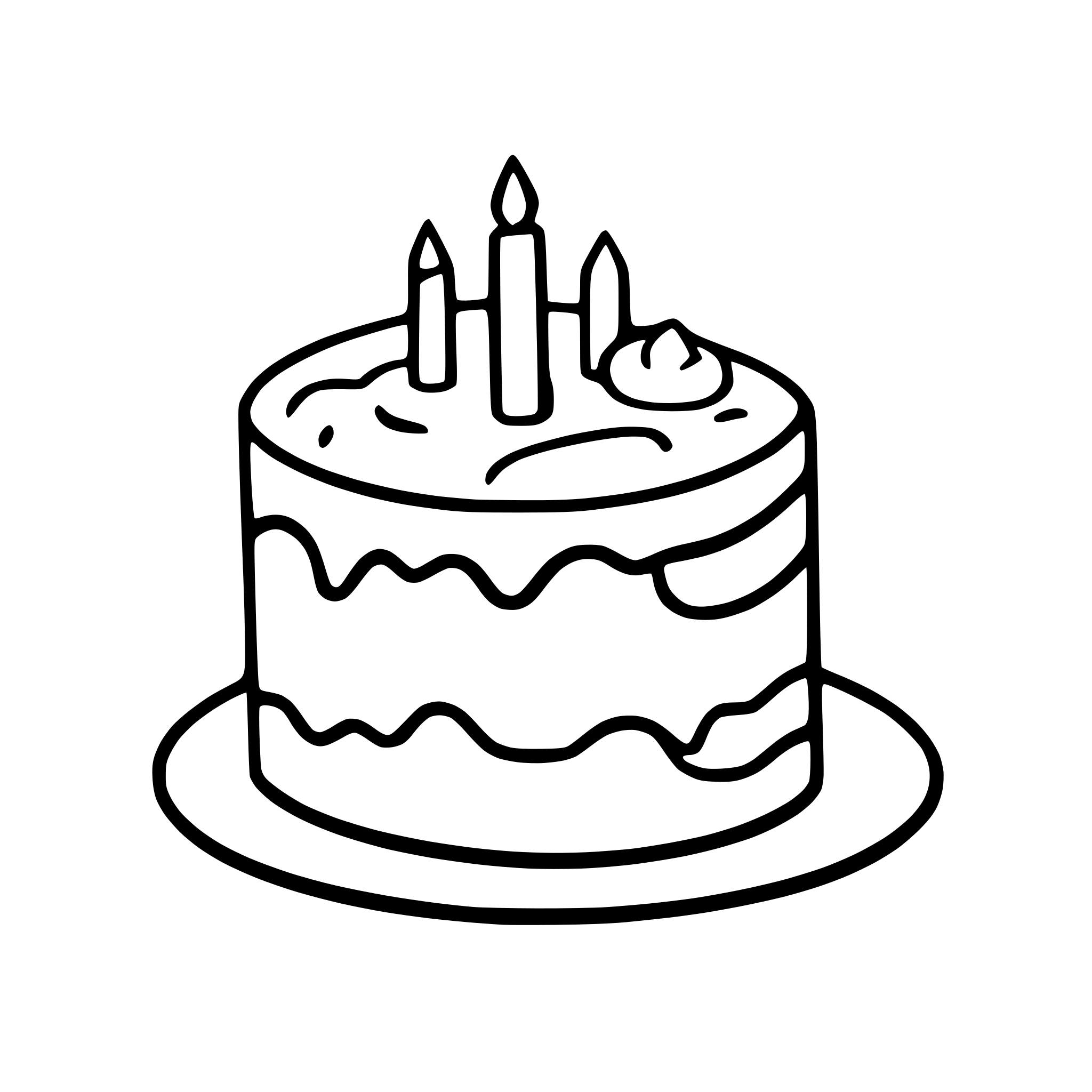 AI-generated SVG of a Minimalist birthday cake or pastry, single black continuous line drawing, simple outline only, no fill, no color, clean white background, vector style