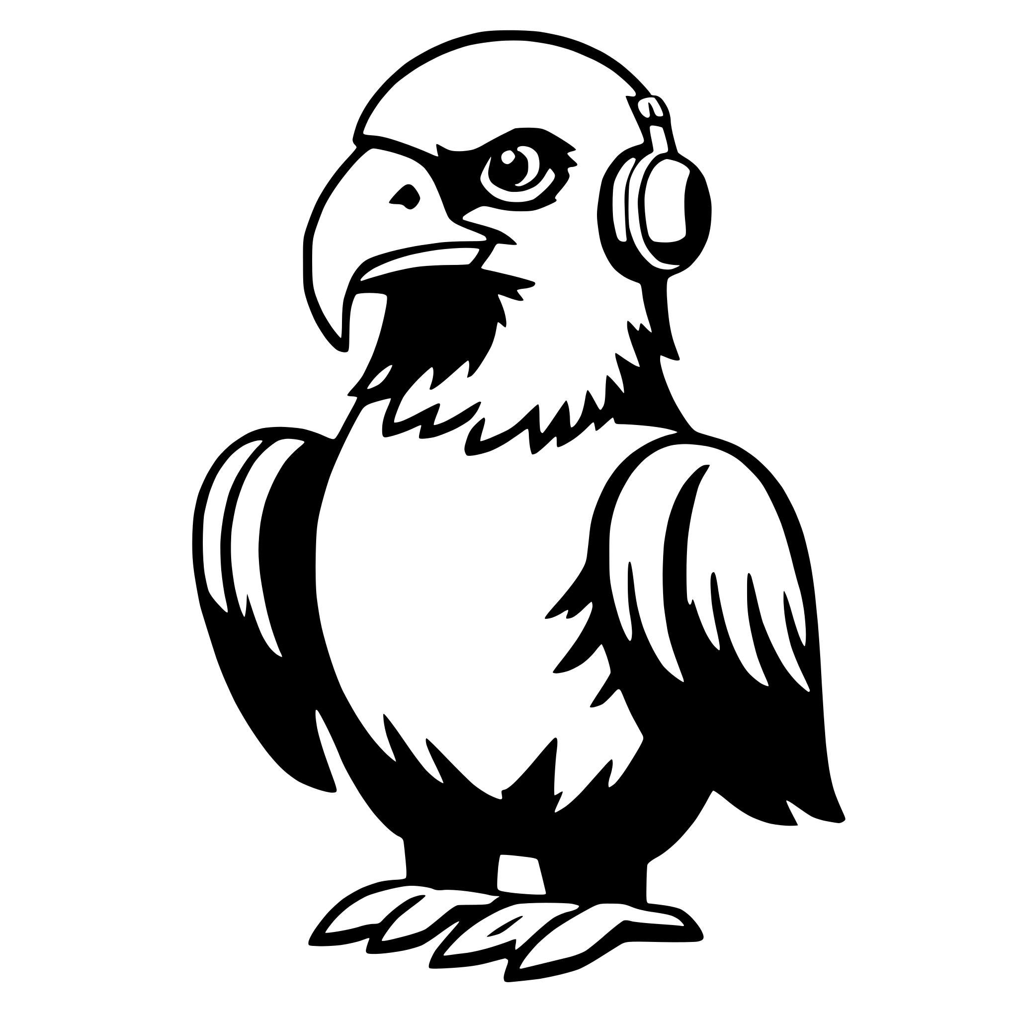 AI-generated SVG of 'eagle with earmuffs'