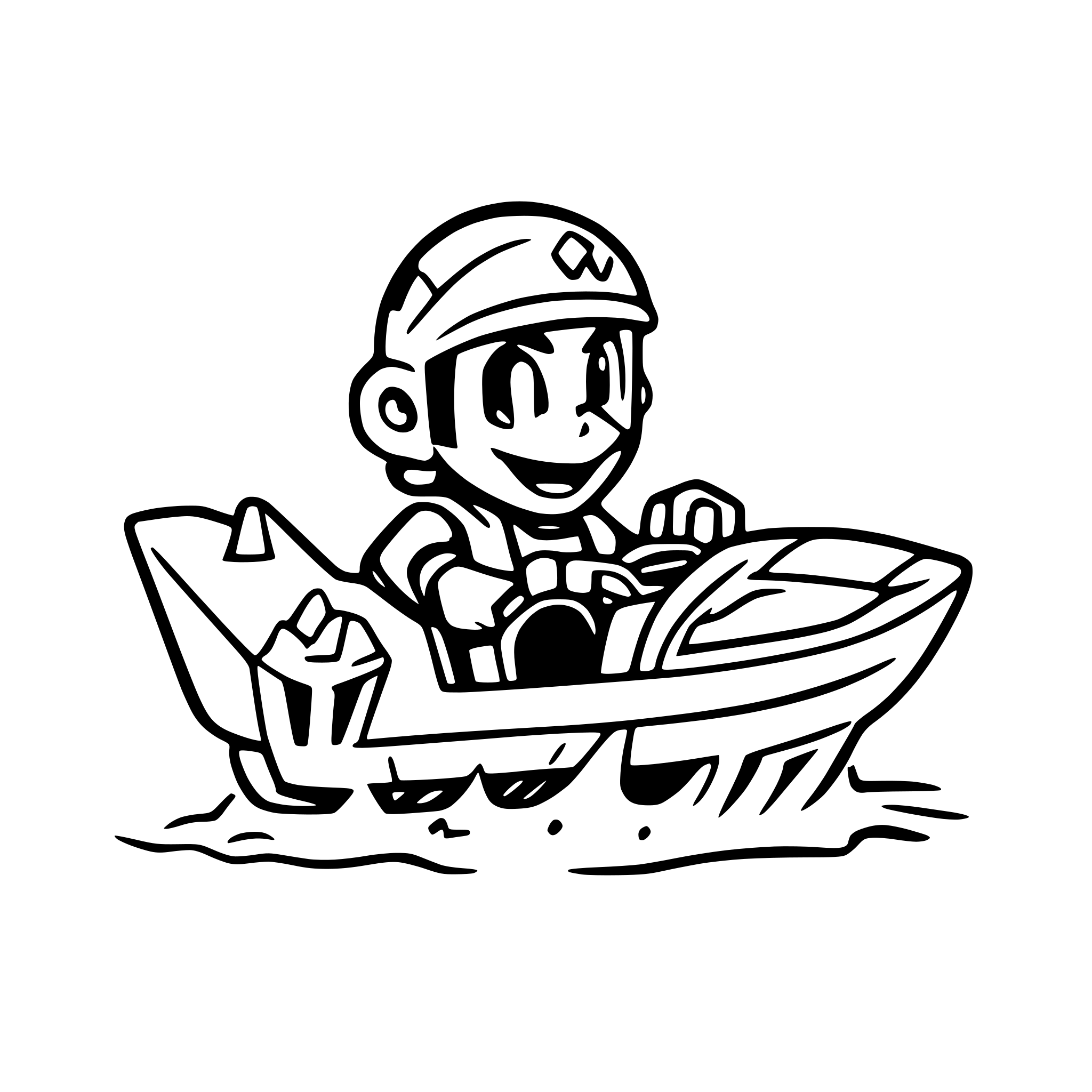 AI-generated SVG of a mario from super mario brothers racing a seadoo fast