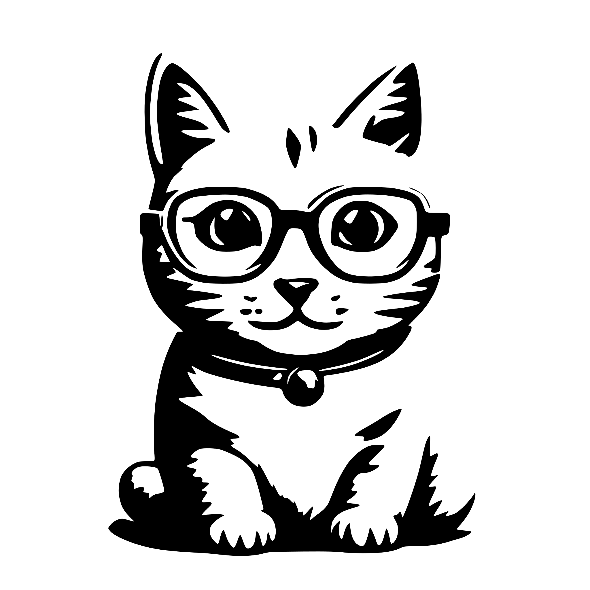 AI-generated SVG of 'cute cat wearing glasses'