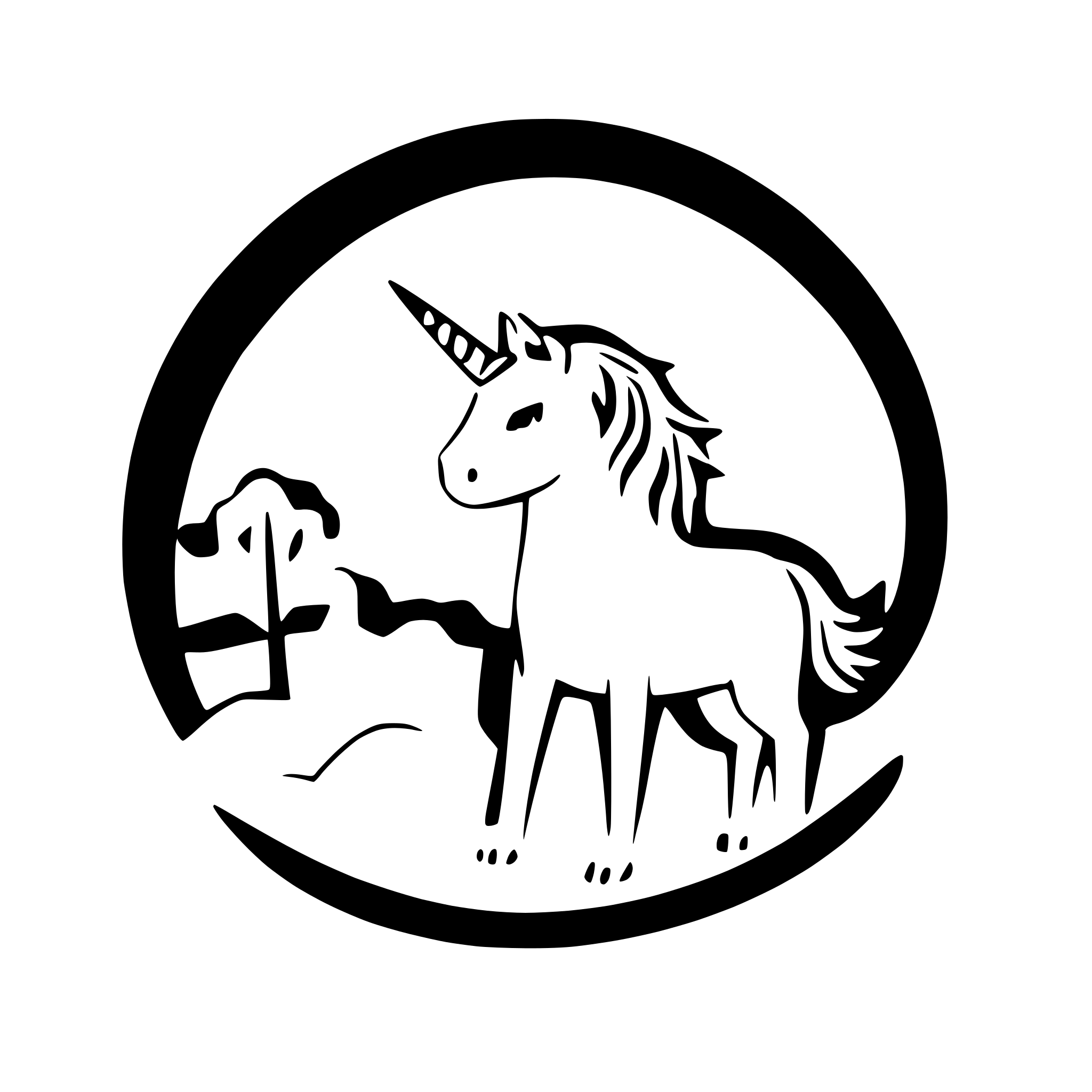 AI-generated SVG of a unicorn under a rainbow