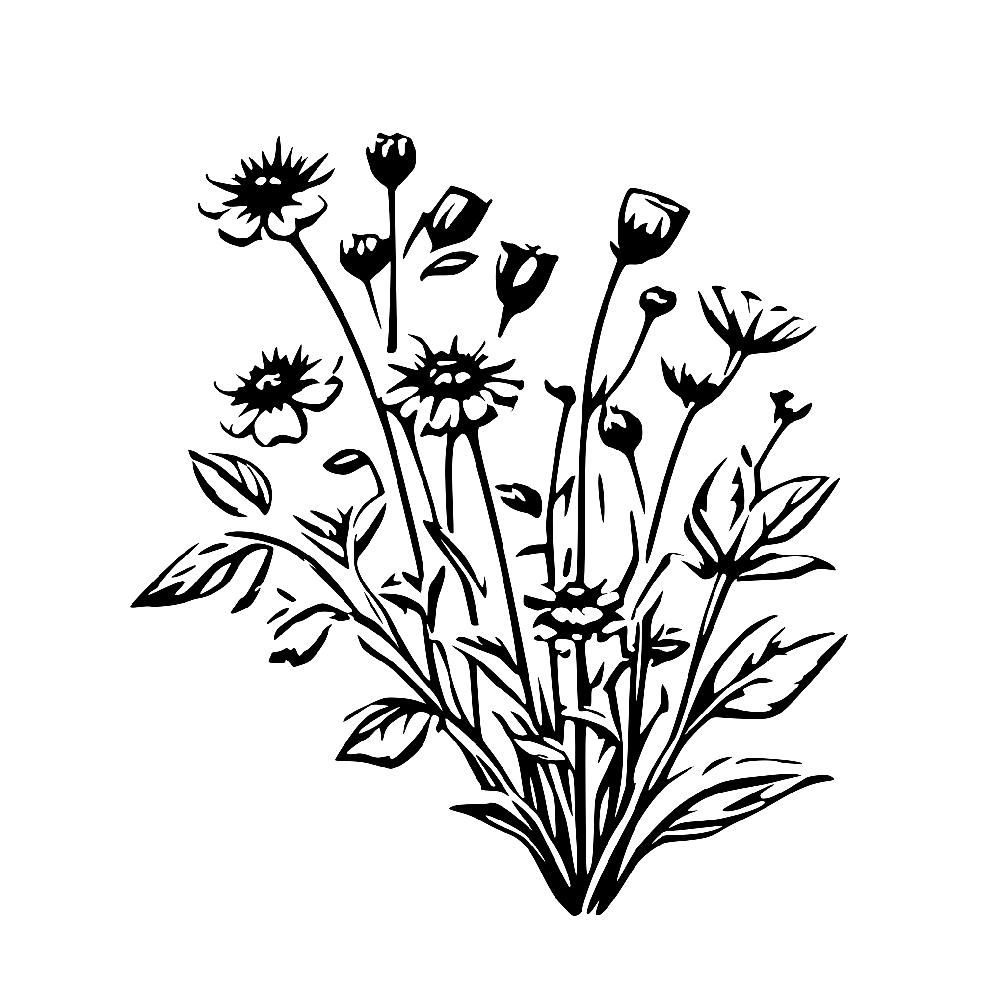 AI-generated SVG of a wildflowers in a chain for laser engraving