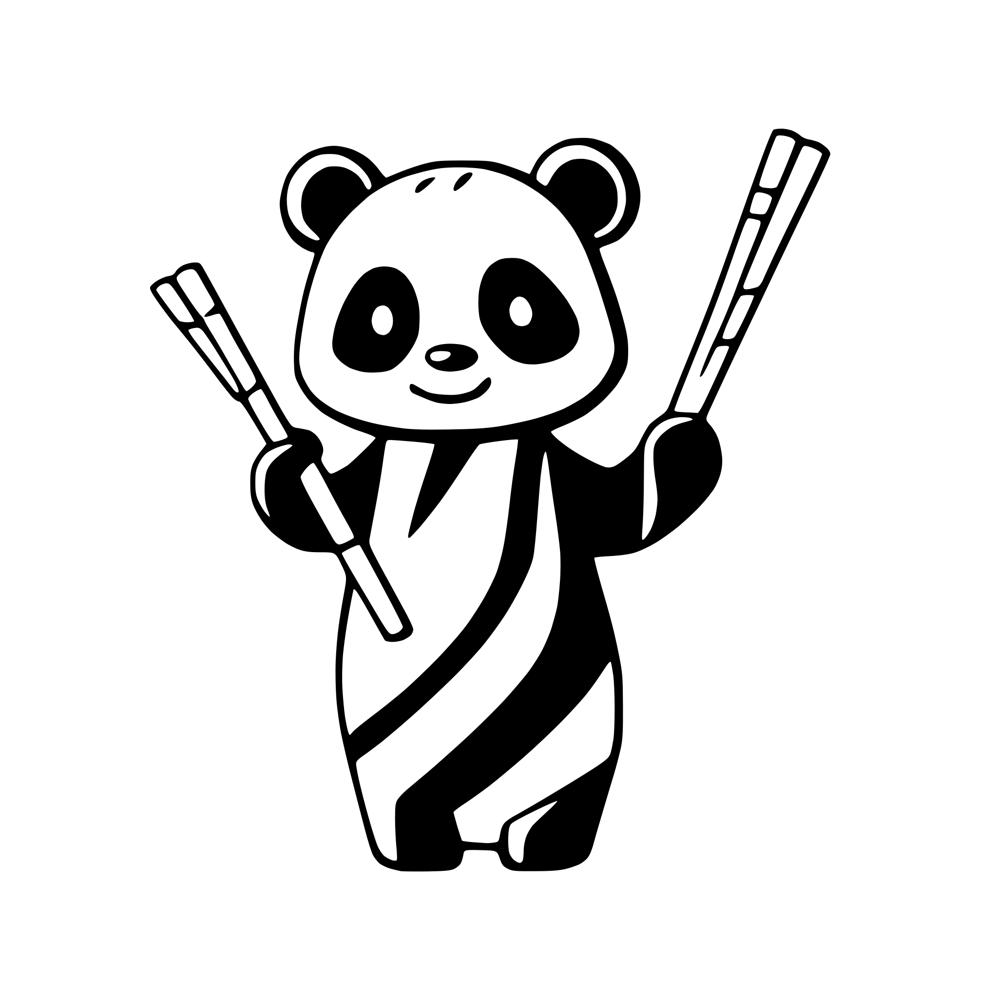 AI-generated SVG of a a playful panda juggling bamboo sticks