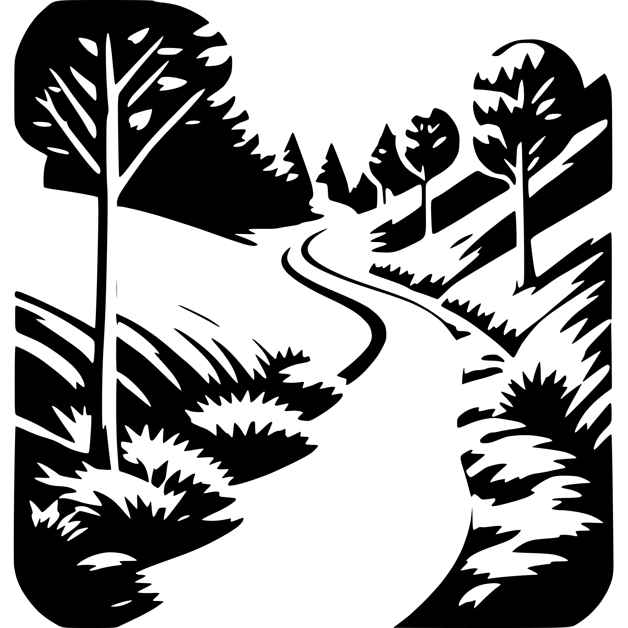 AI-generated SVG of a a minimal line drawing of a passage in nature but weird