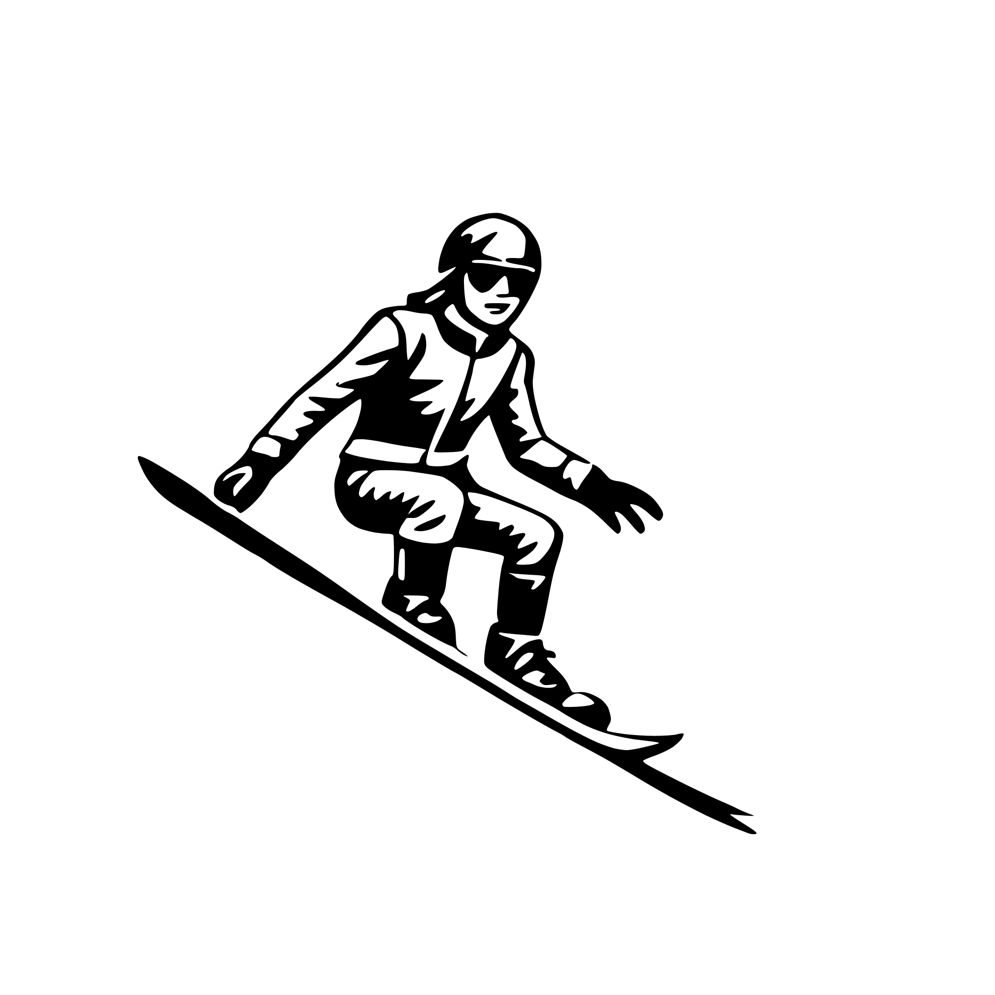 AI-generated SVG of a snowboarding down slope