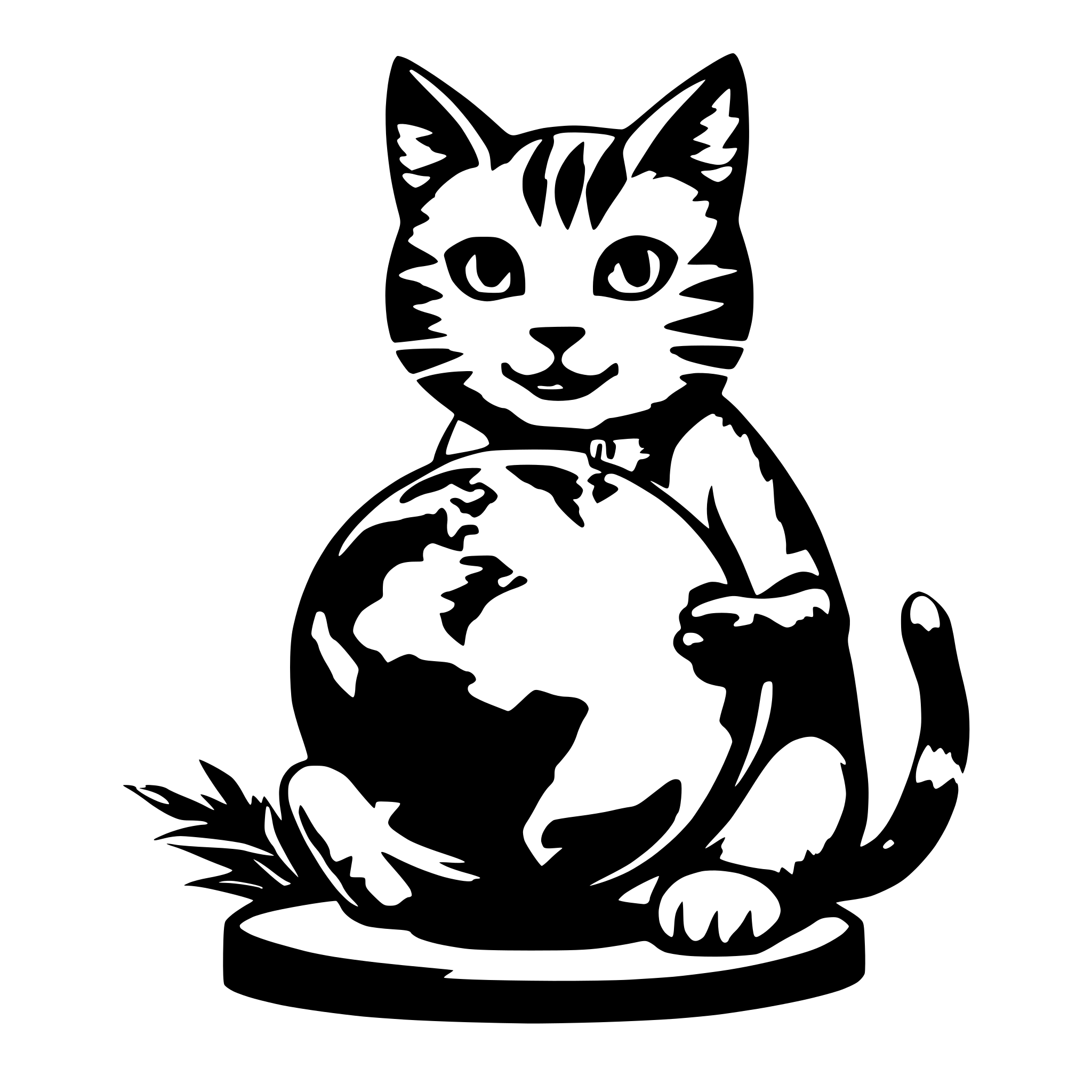 AI-generated SVG of a a cat playing with the earth globe