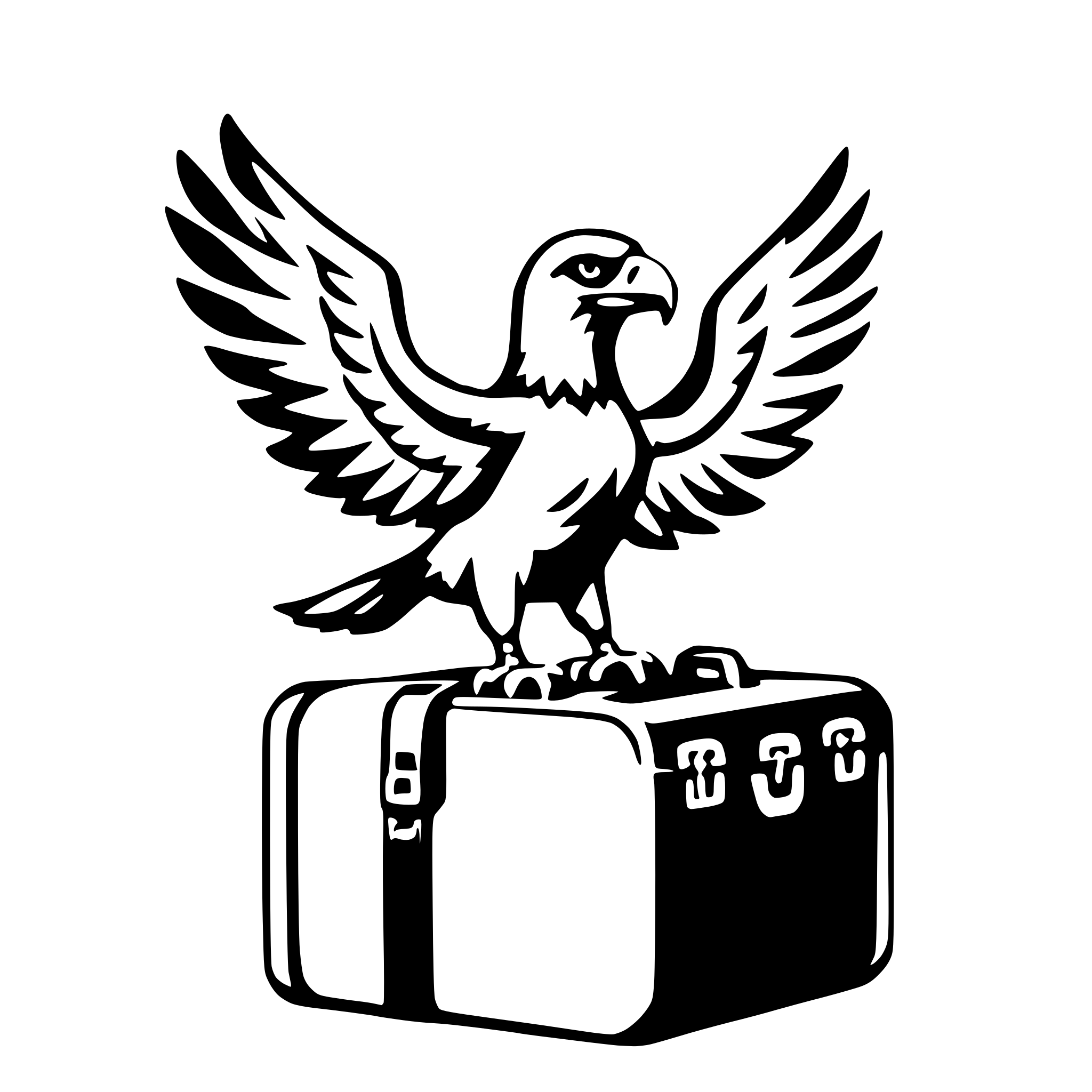 AI-generated SVG of 'eagle with suitcase'