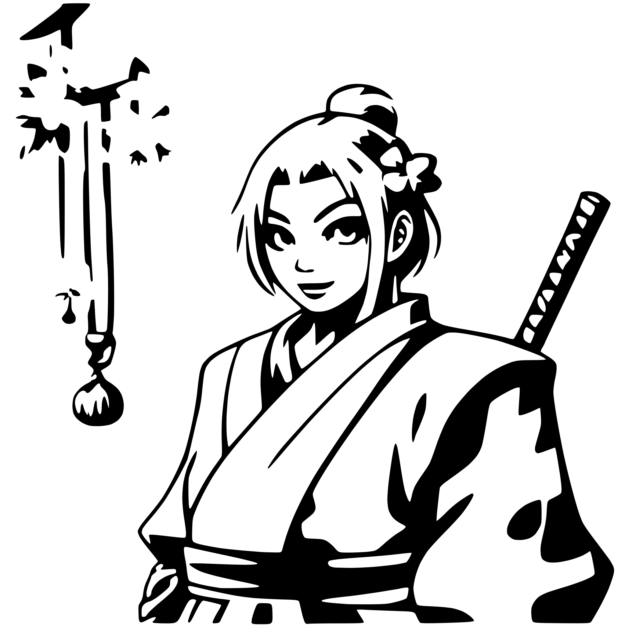 AI-generated SVG of 'samurai with cherry blossoms'