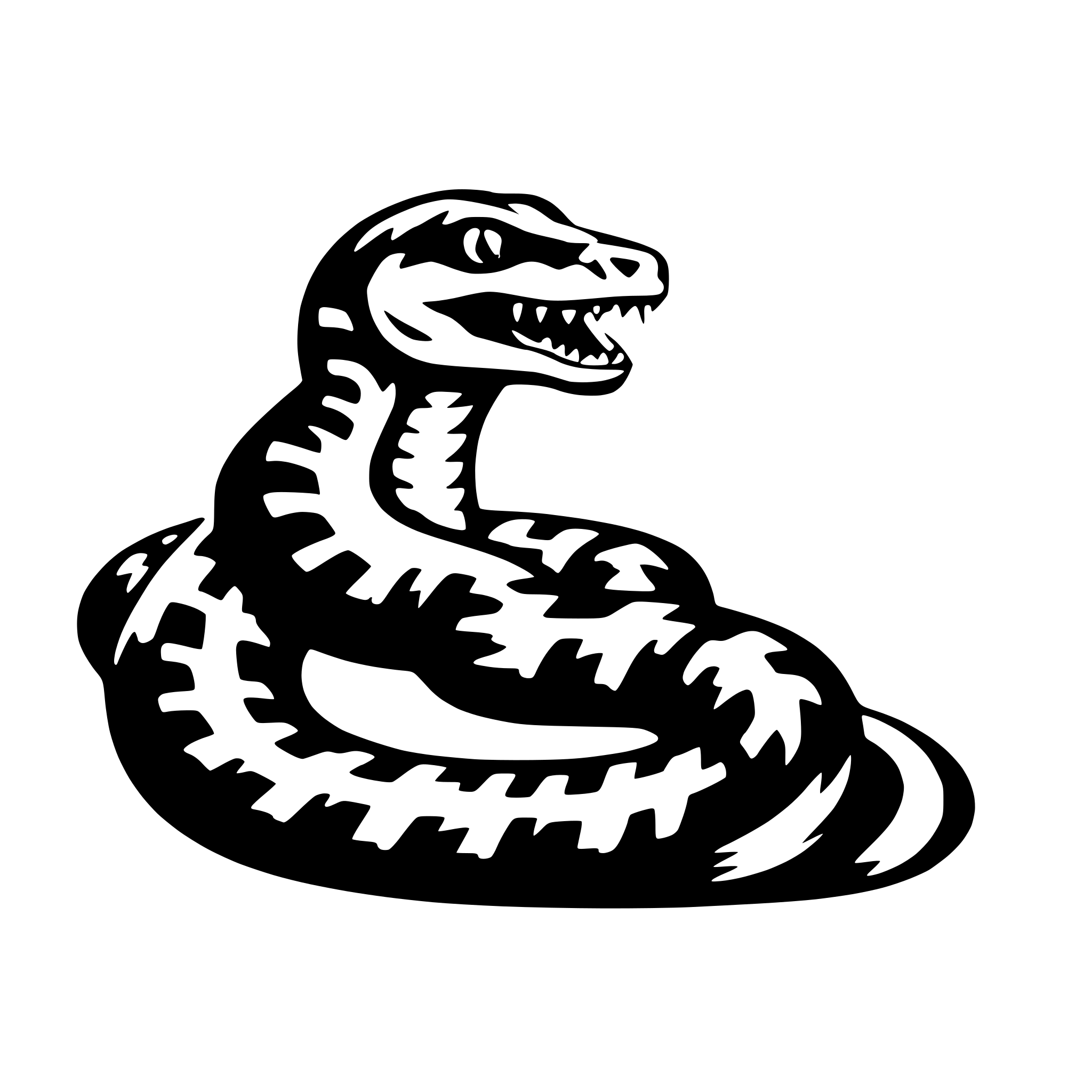 AI-generated SVG of a moving angry snake