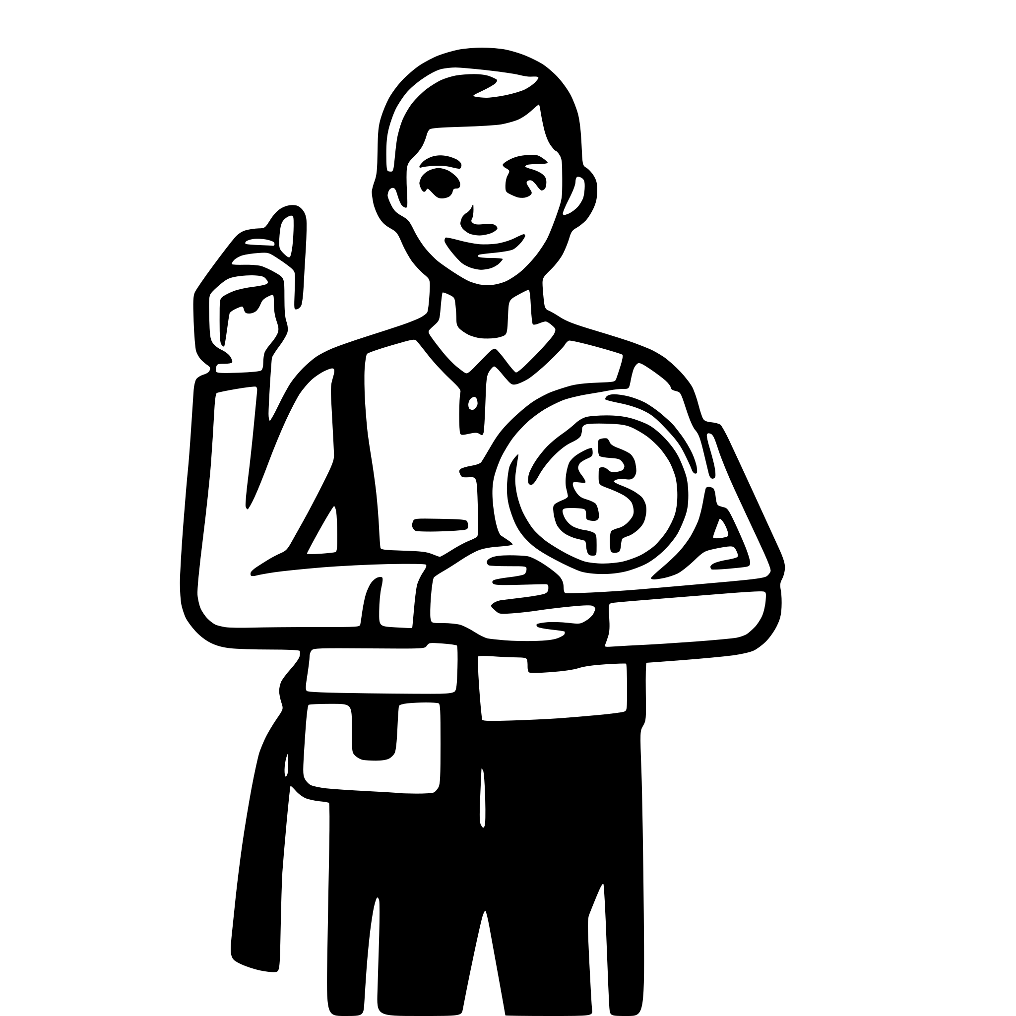 AI-generated SVG of a use blue, white, yellow colors to draw svg icon in modern style for website where man hold money in arm