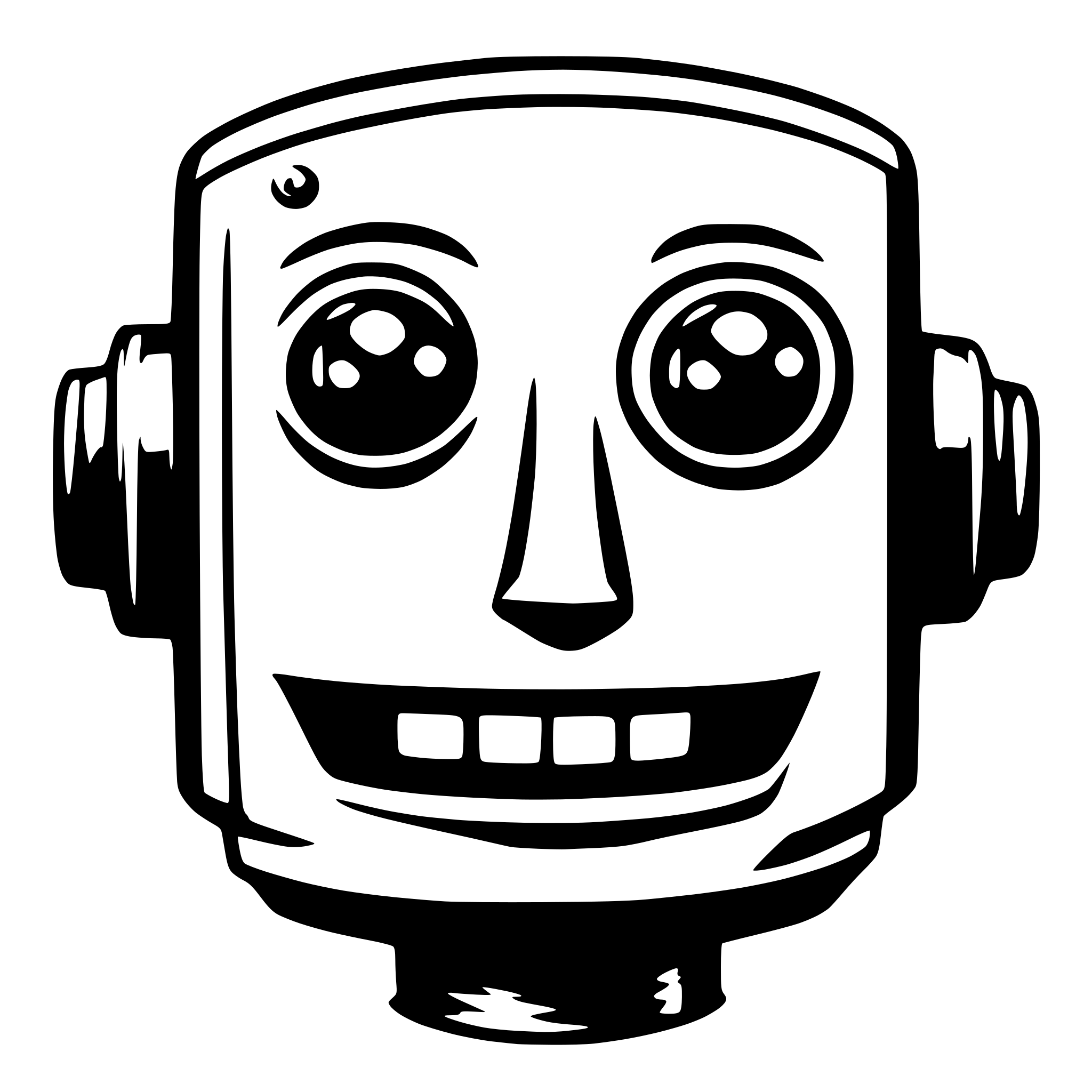AI-generated SVG of 'Create a cute smiling robot face looking straight at the camera and make it elegant and smart and welcoming'