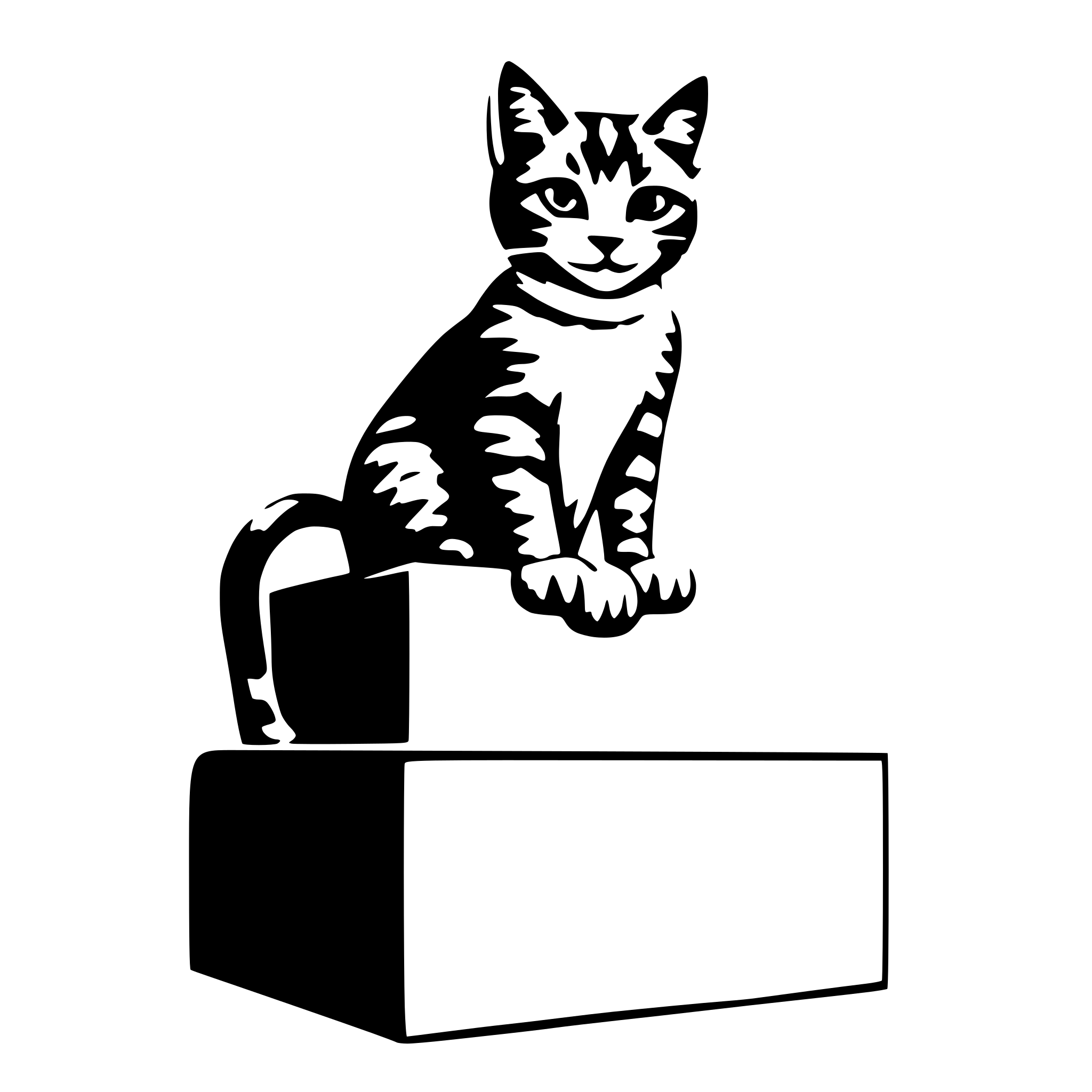 AI-generated SVG of 'A little cat on top of a box'