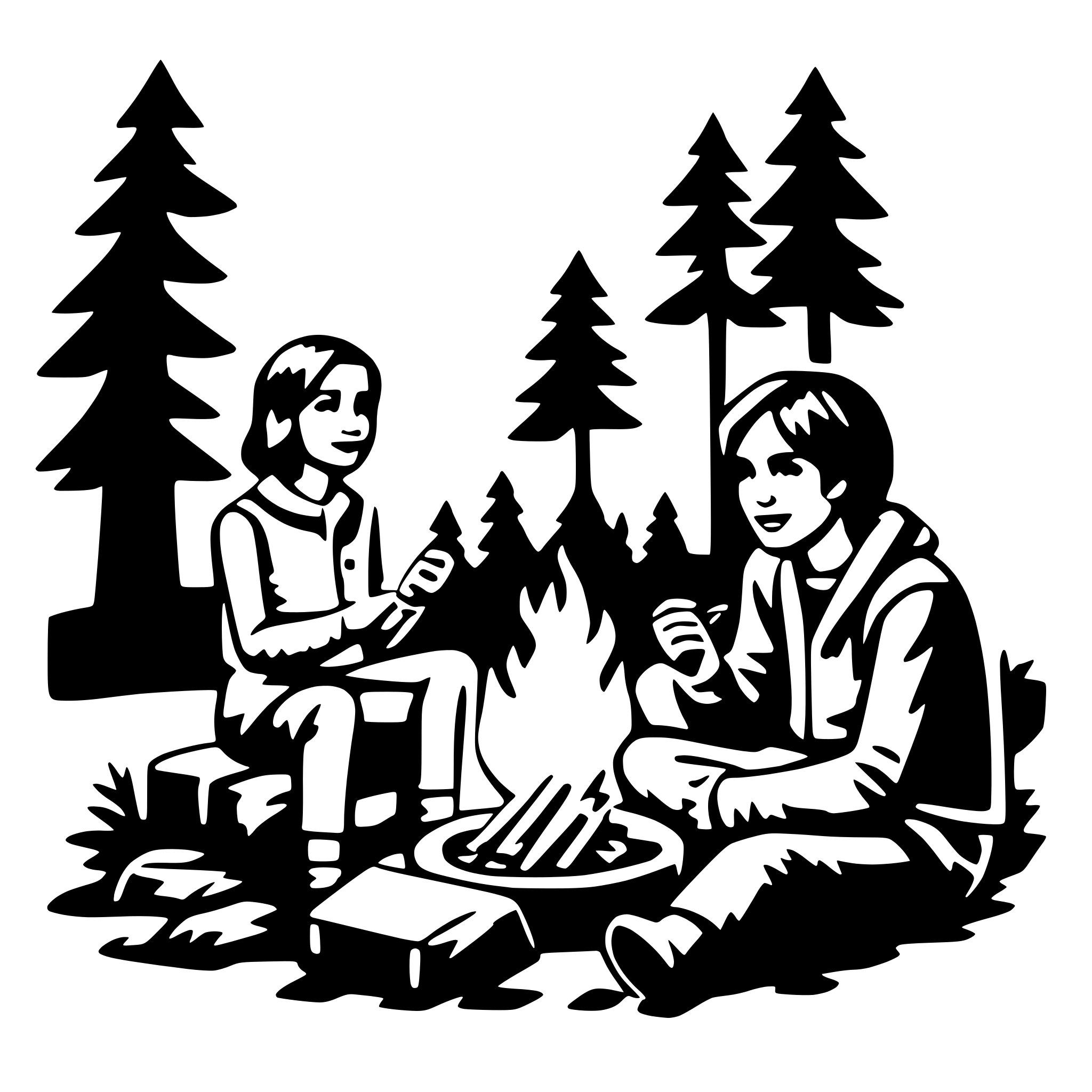 AI-generated SVG of a campfire songs