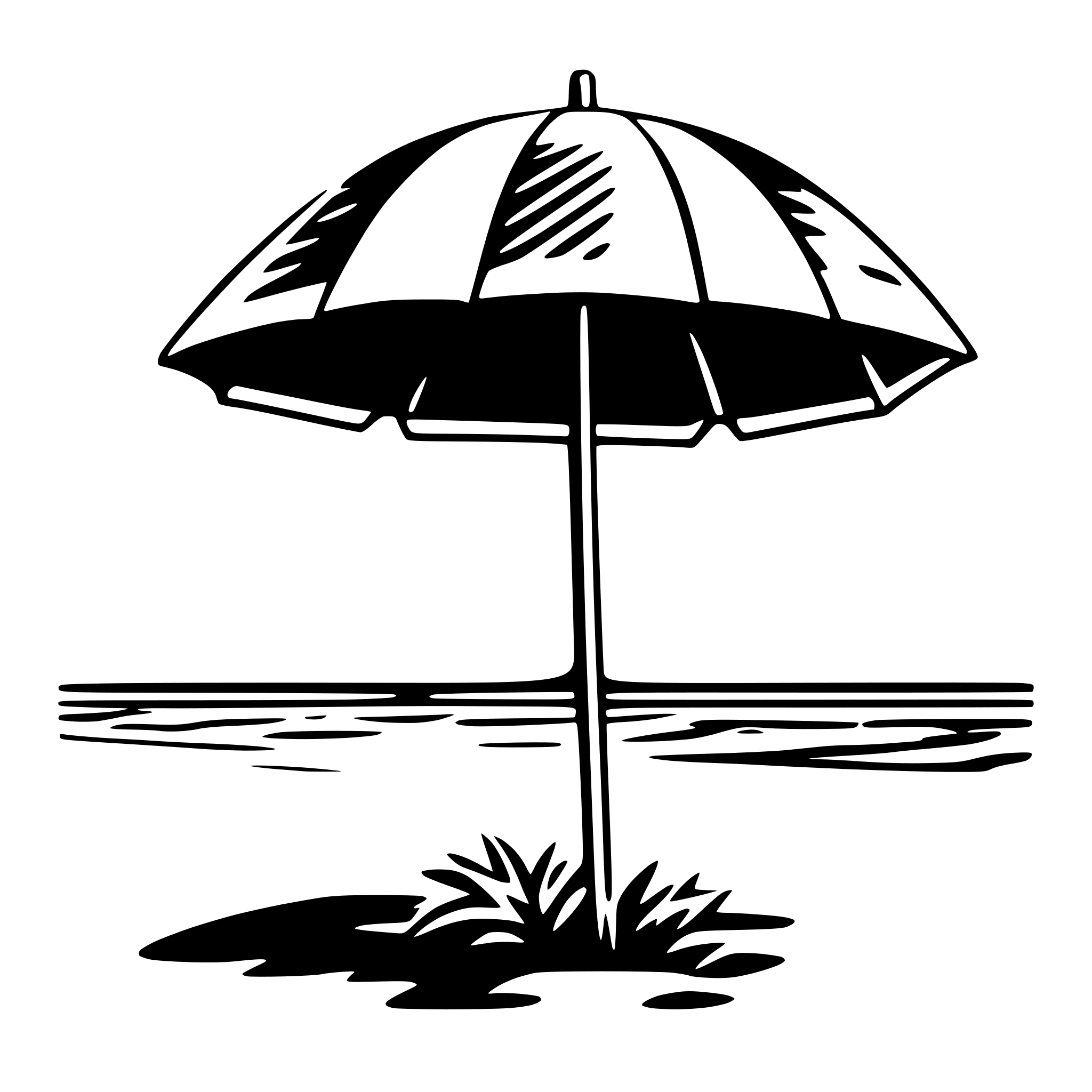 AI-generated SVG of 'beach umbrella and waves'