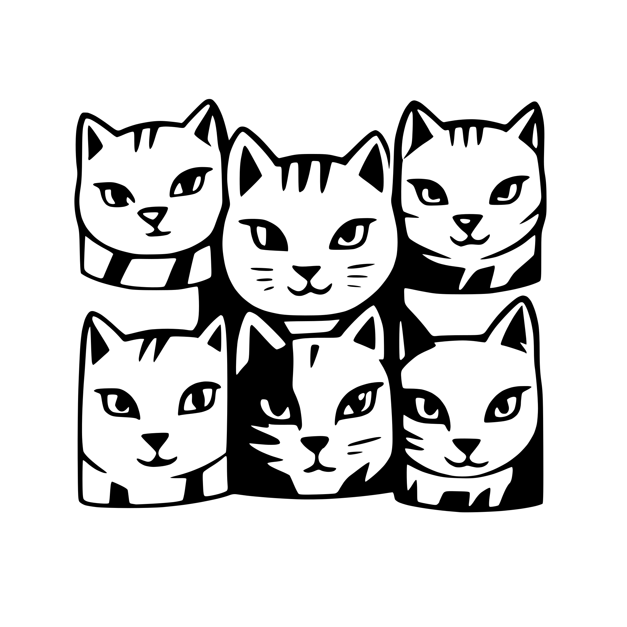 AI-generated SVG of a 9 cat heads arranged in a 3 by 3 square with different type of cats AI-generated SVG of a 9 cat heads arranged in a 3 by 3 square with different type of cats