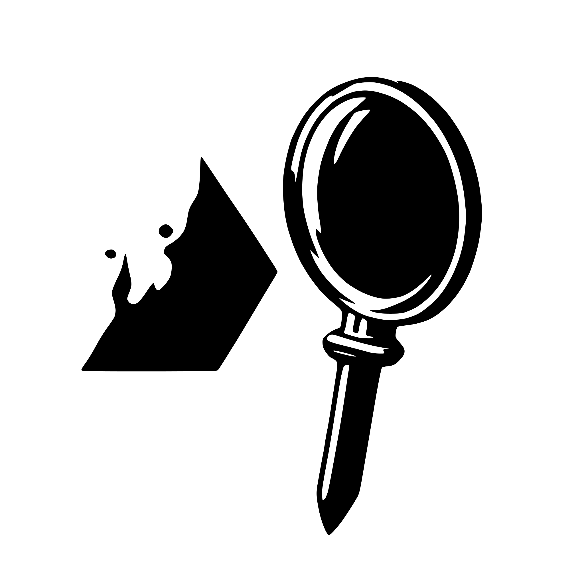 AI-generated SVG of a a magnifying glass with a dagger handle dripping blood