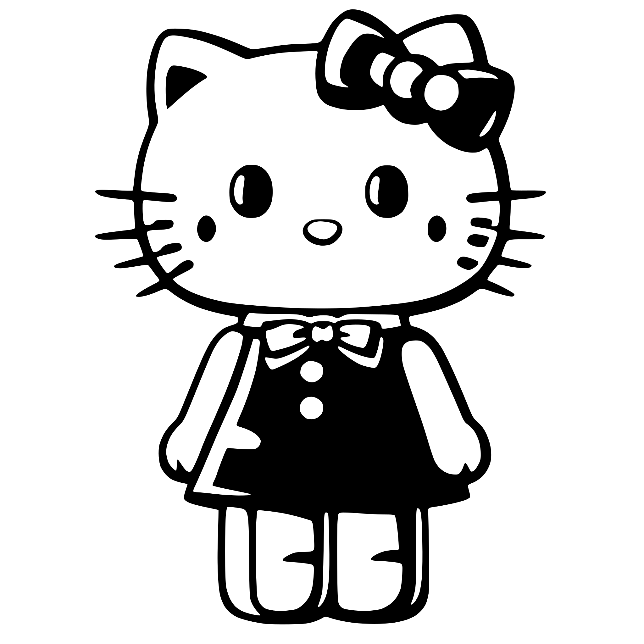 AI-generated SVG of 'Hello Kitty character with bows'