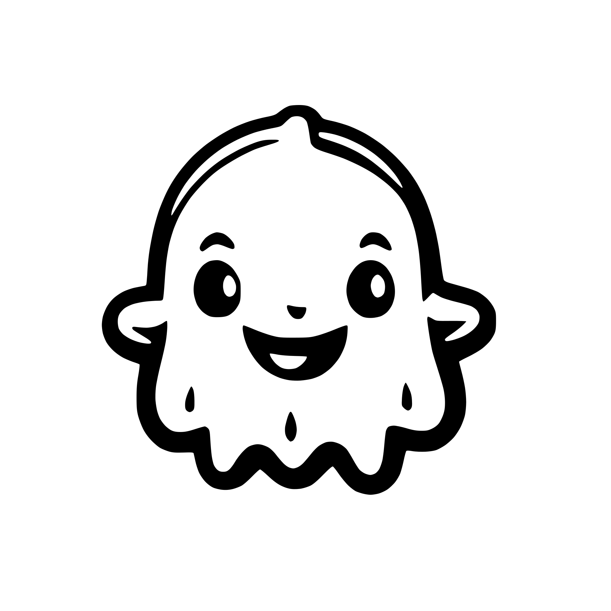 AI-generated SVG of a cutest simple kawaii ghost with no background, smile with a tooth, perfect as a web mascot, for animations and as a logo