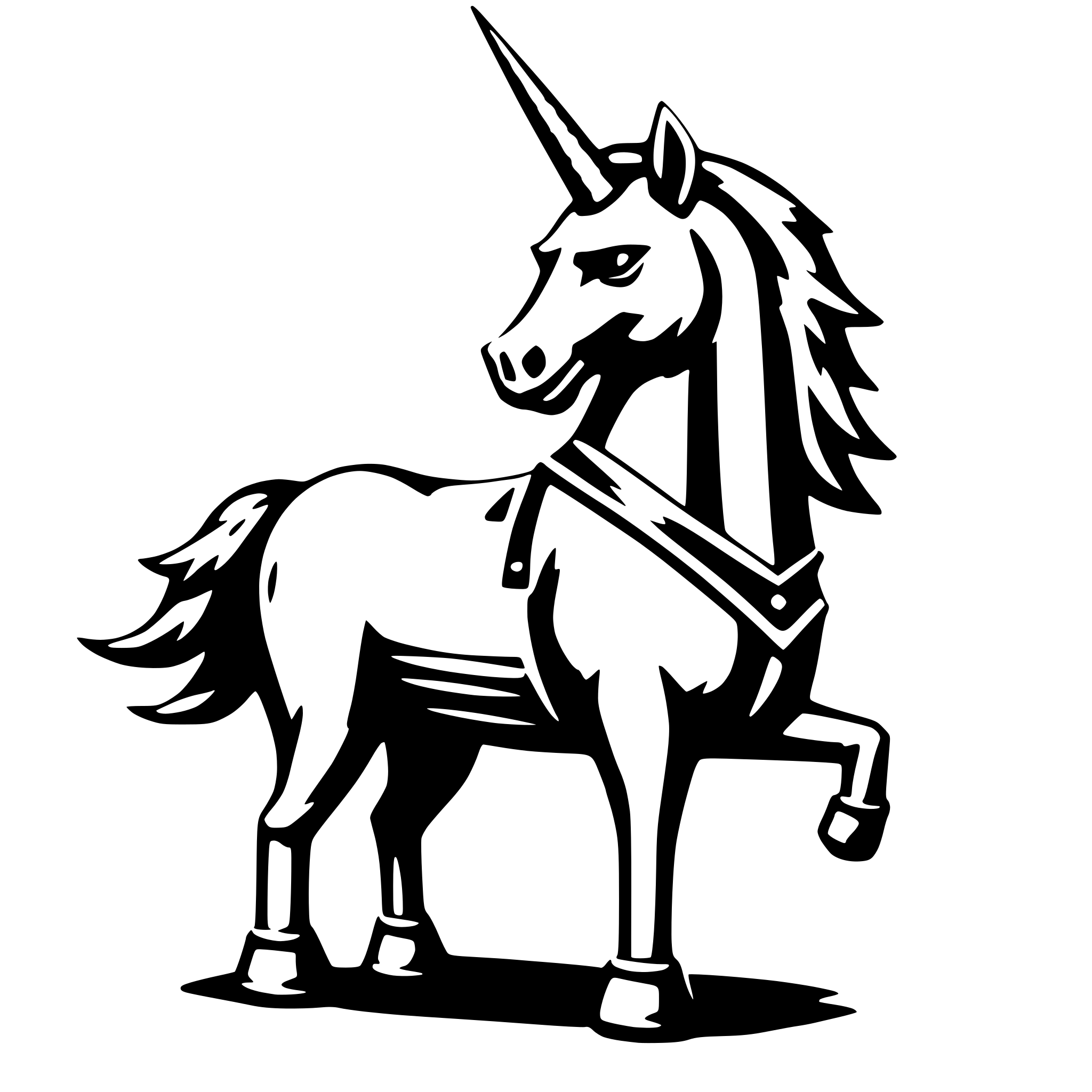 AI-generated SVG of a Heavy Metal Unicorn in Business Attire