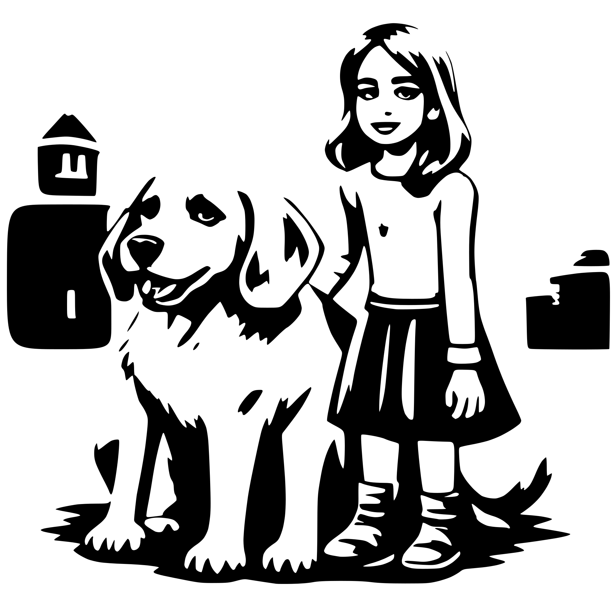 AI-generated SVG of 'girl width a dog'