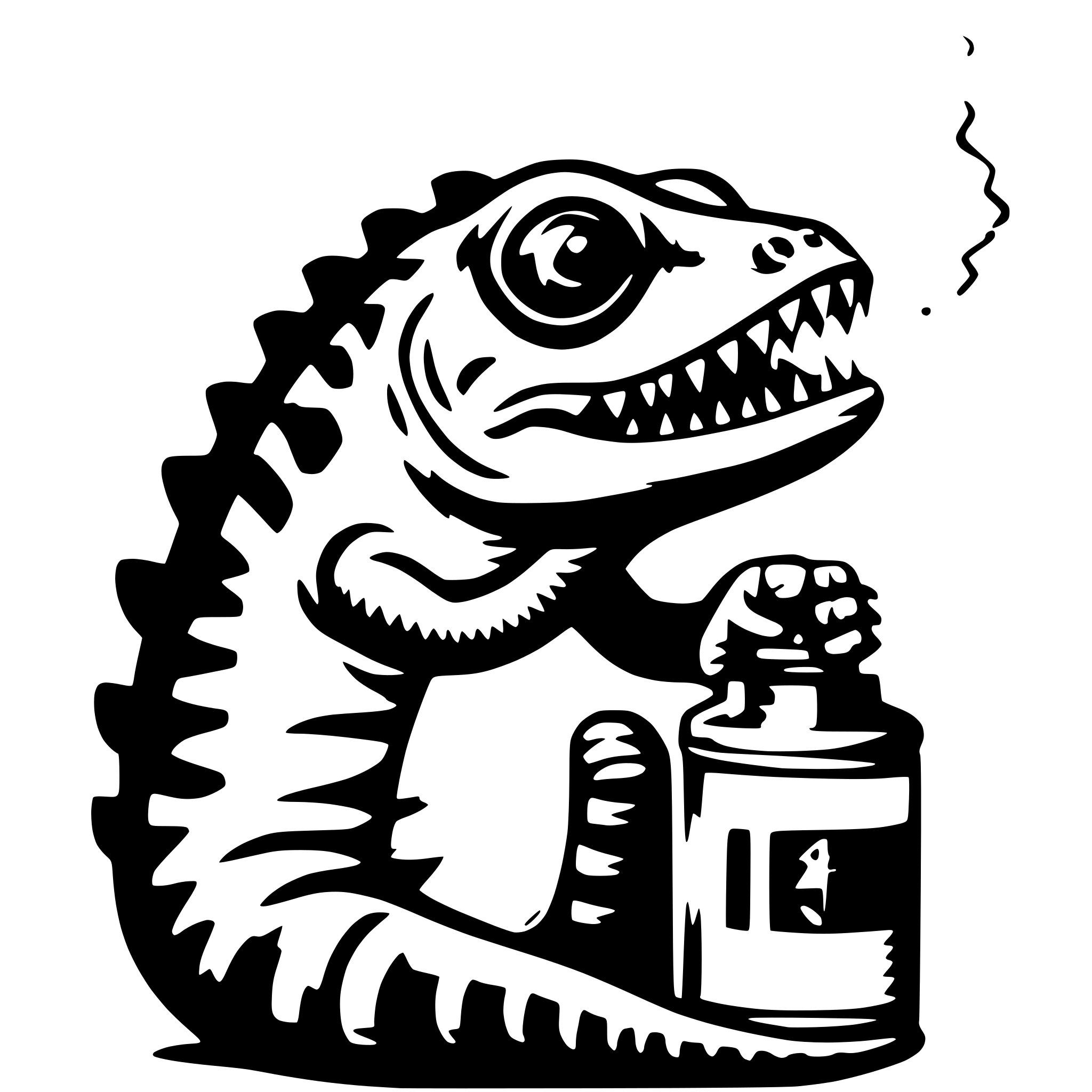 AI-generated SVG of 'angry chameleon with spraycan'