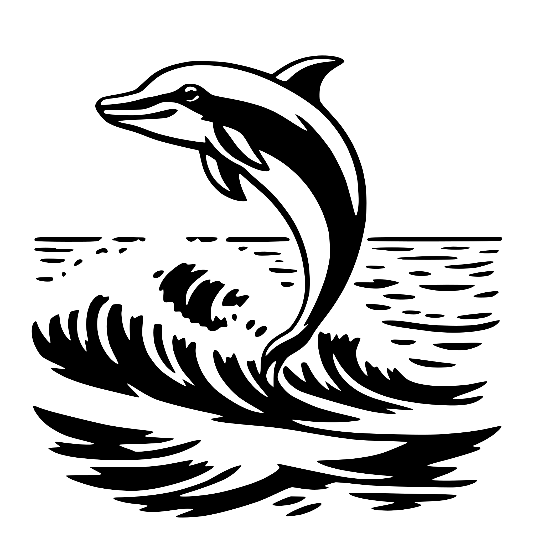 AI-generated SVG of 'dolphin jumping waves'