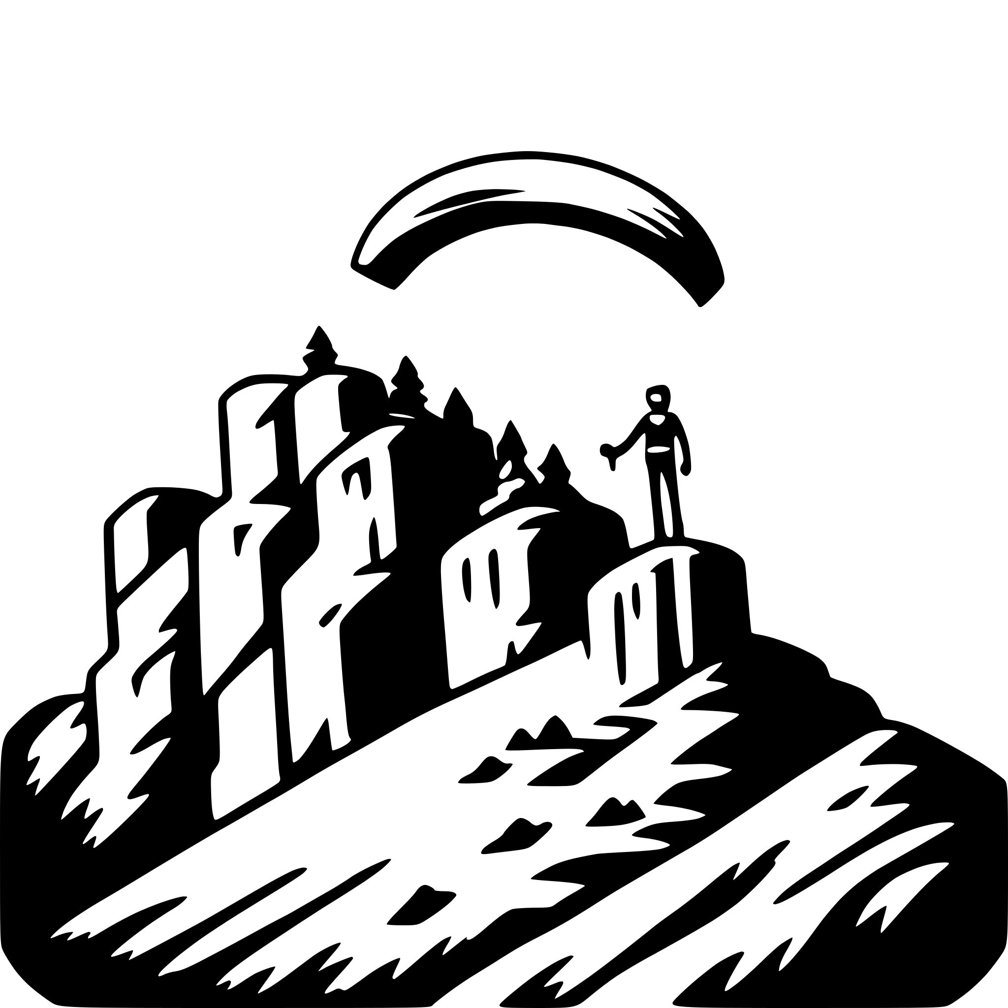 AI-generated SVG of a paragliding over cliffs