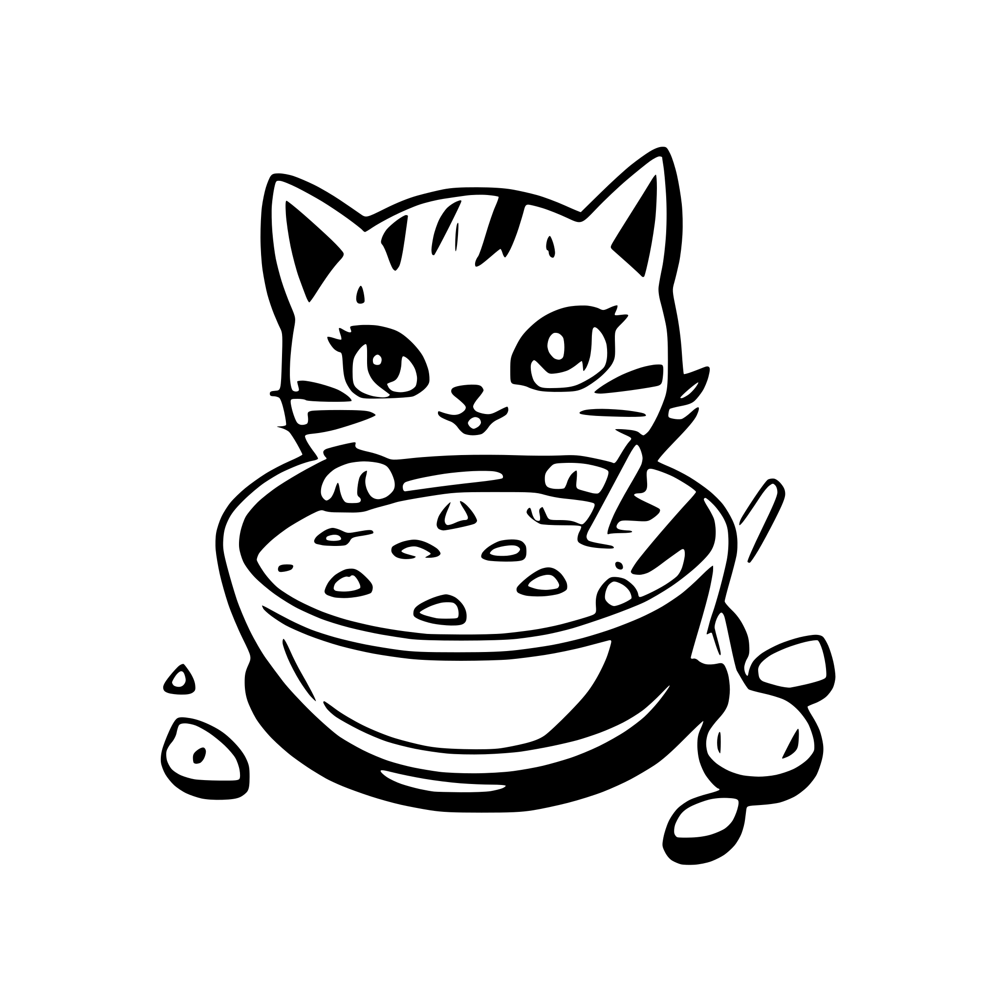 AI-generated SVG of 'kitties and soup'