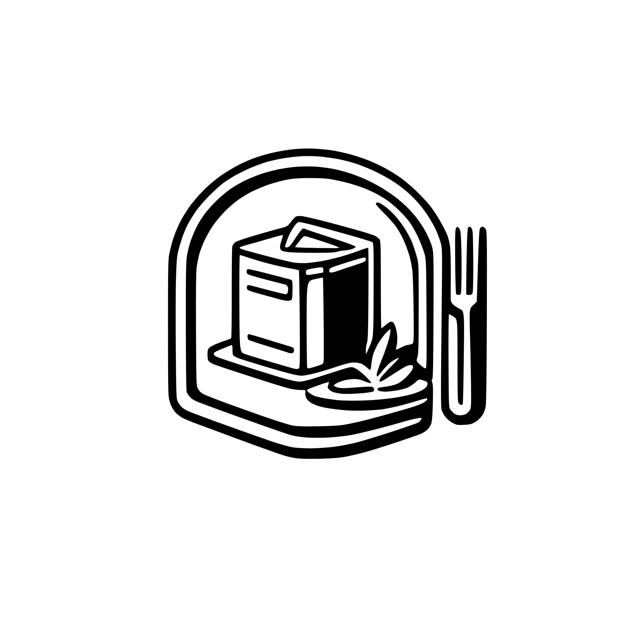 AI-generated SVG of a Design a modern and minimalist logo for the 'Tenho Pedido' restaurant management application, incorporating a notebook and satellite elements, utilizing #FFC52D and #0B2836 colors