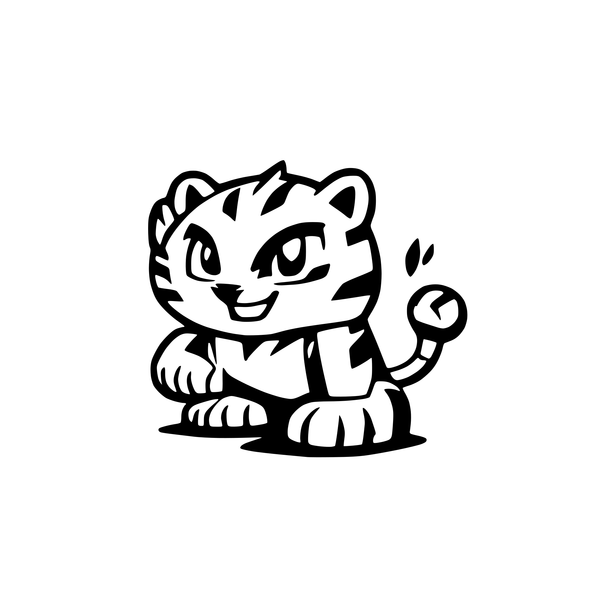 AI-generated SVG of a tiger 4 paws to ground 2000's comic ink style
