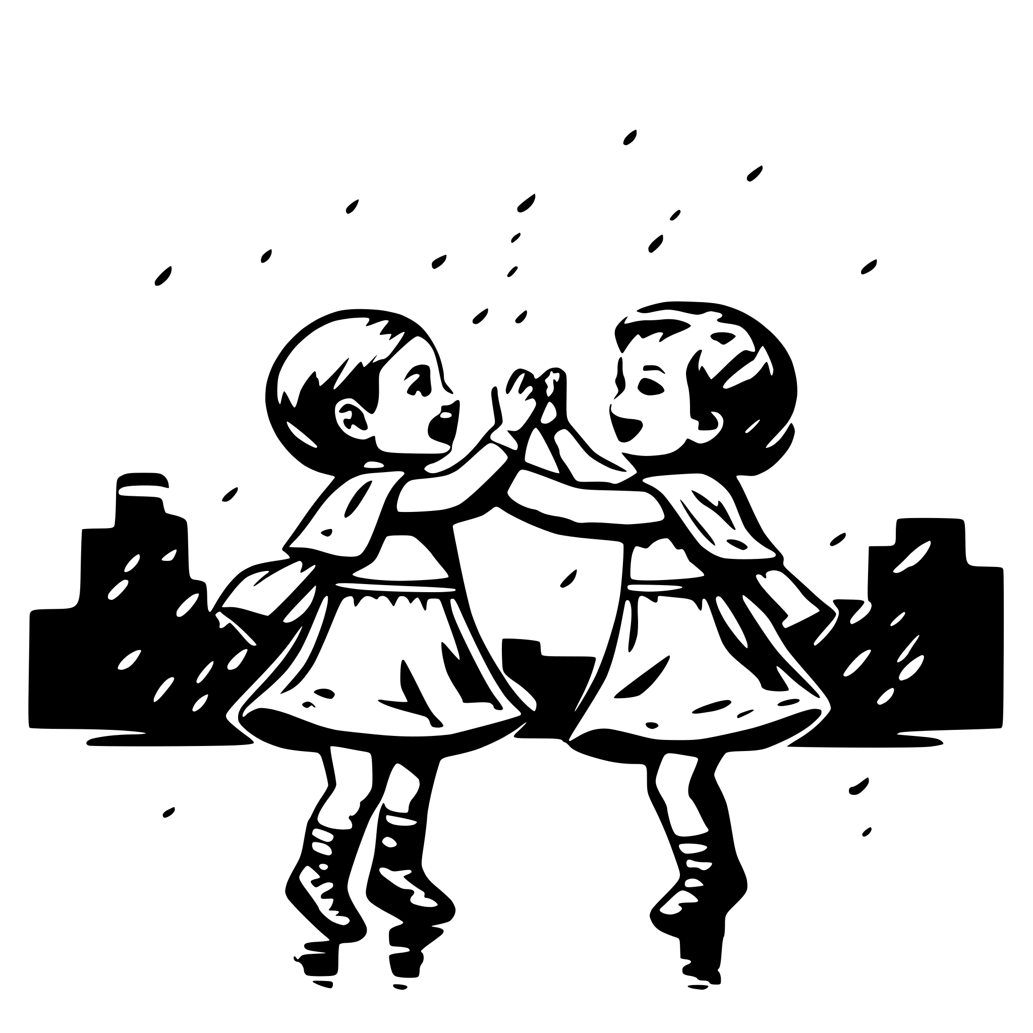 AI-generated SVG of a babies dancing in the rain