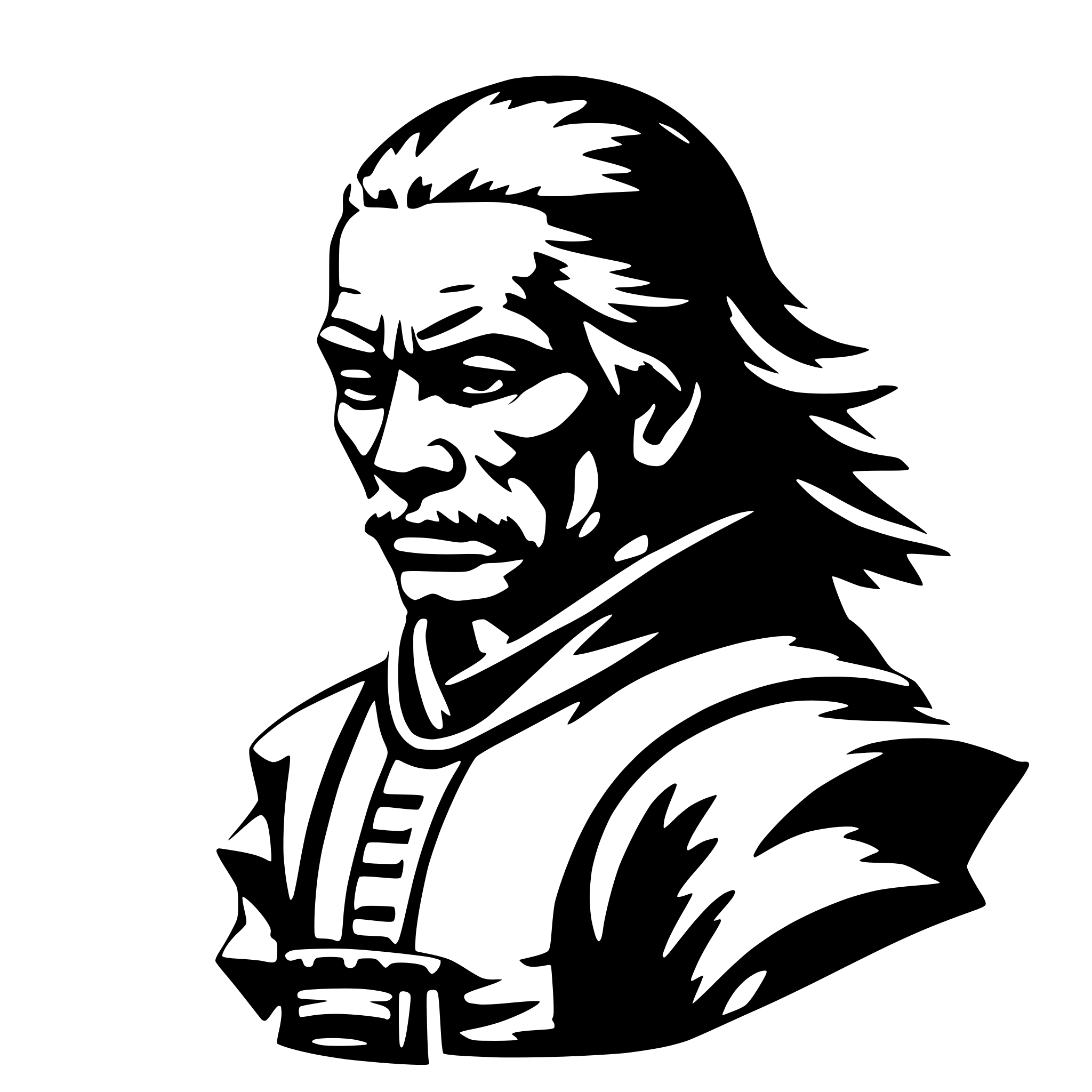 AI-generated SVG of a old samurai, side view, nostalgic
