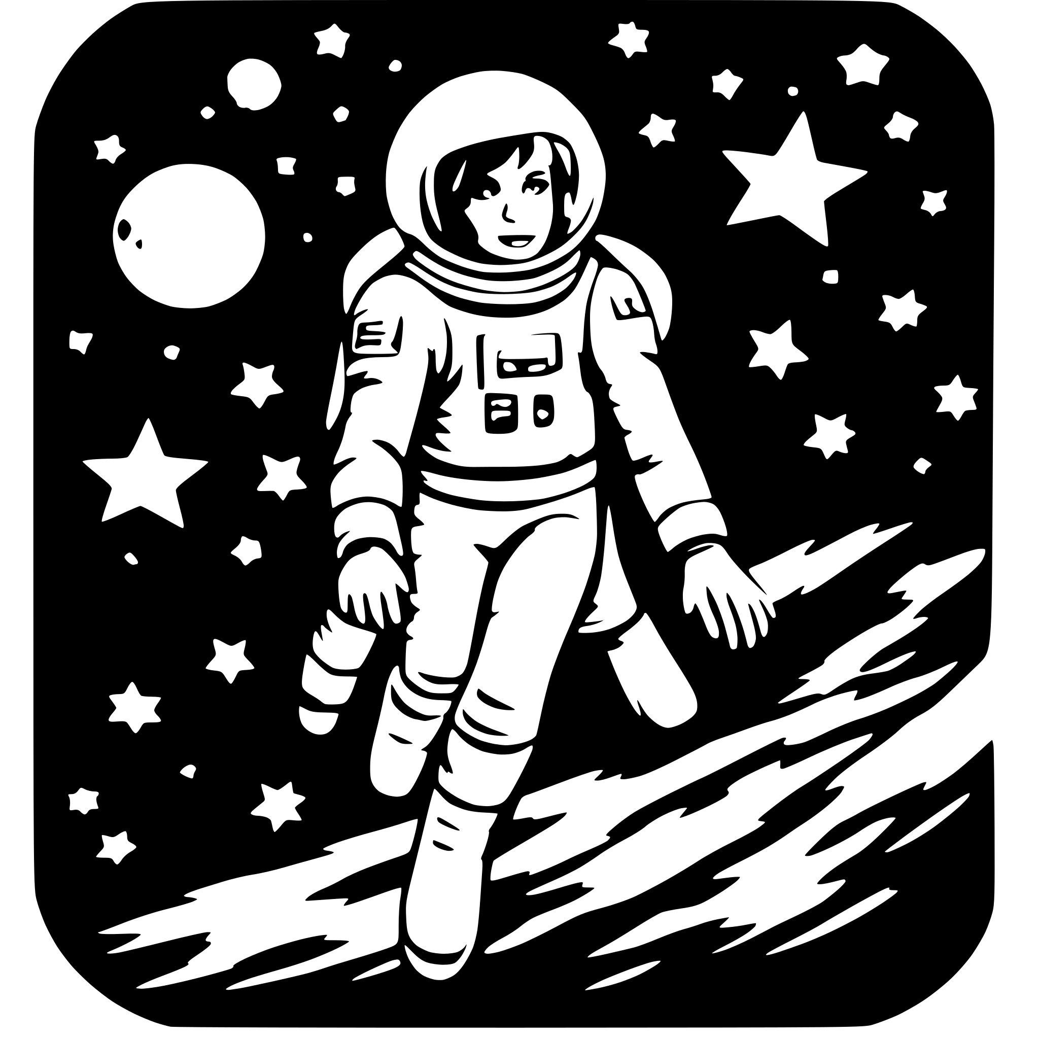 AI-generated SVG of a astronaut floating between stars