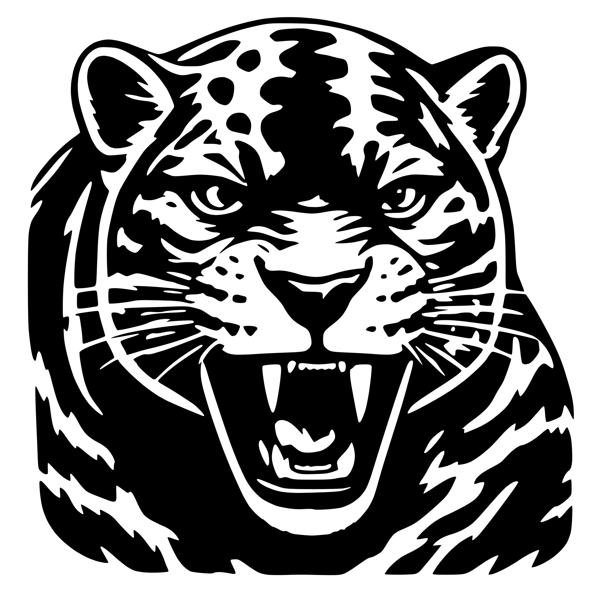AI-generated SVG of 'black jaguar angry open mouth'